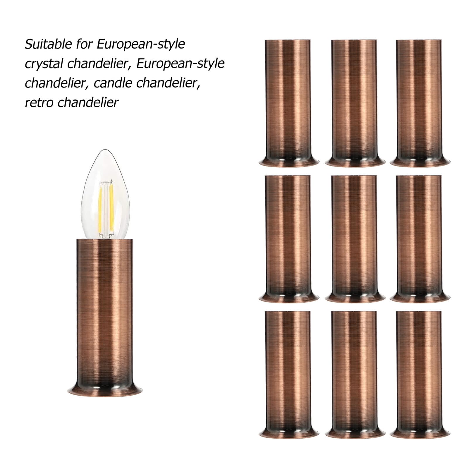 NUOBESTY Copri Portalampada Stile Europeo 12 Pezzi in Ferro Resistente al Calore per Sostituzione di Coperture Vecchie per Lampadari a Cristallo