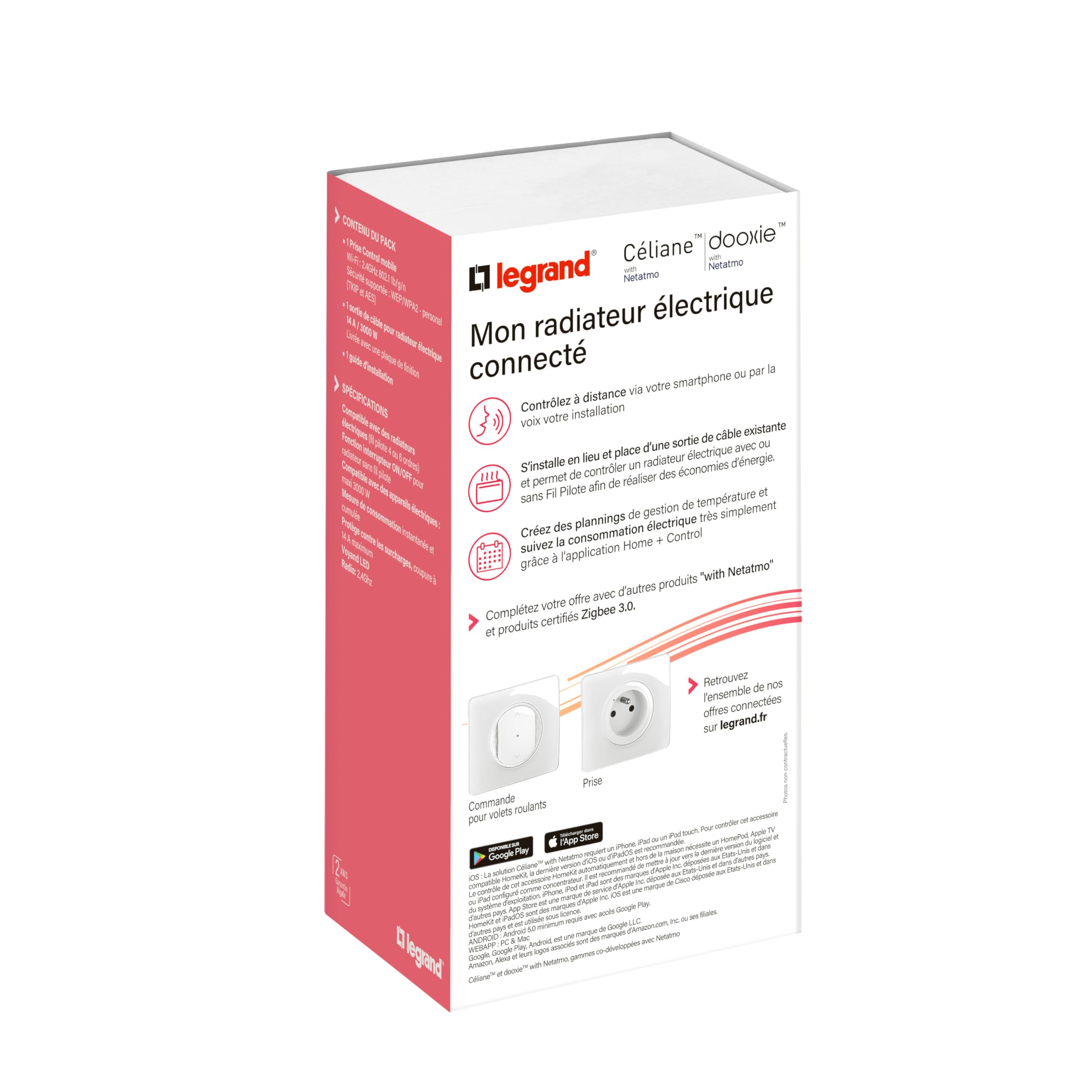 LEGRAND – Pack de arranque para calefacción eléctrica conectada Céliane with Netatmo – 1 salida de cable conectado + 1 pasarela de conexión – blanco esmaltado