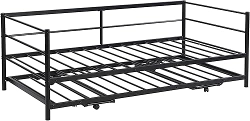 Miniatura 6 de Harper & Bright Designs Sofá cama de metal tamaño individual con cama nido desplegable ajustable de tamaño individual, sofá resistente con cama nido