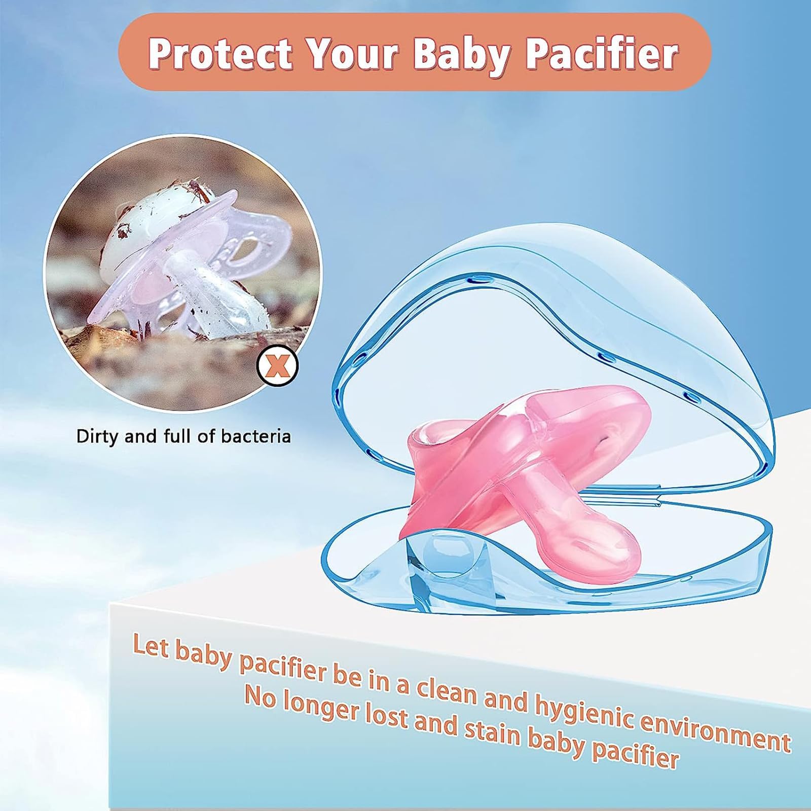 Boîte à Tétine Bébé 6 Pcs,Portable Boîte de Rangement Transparente Antipoussière,Sans BPA