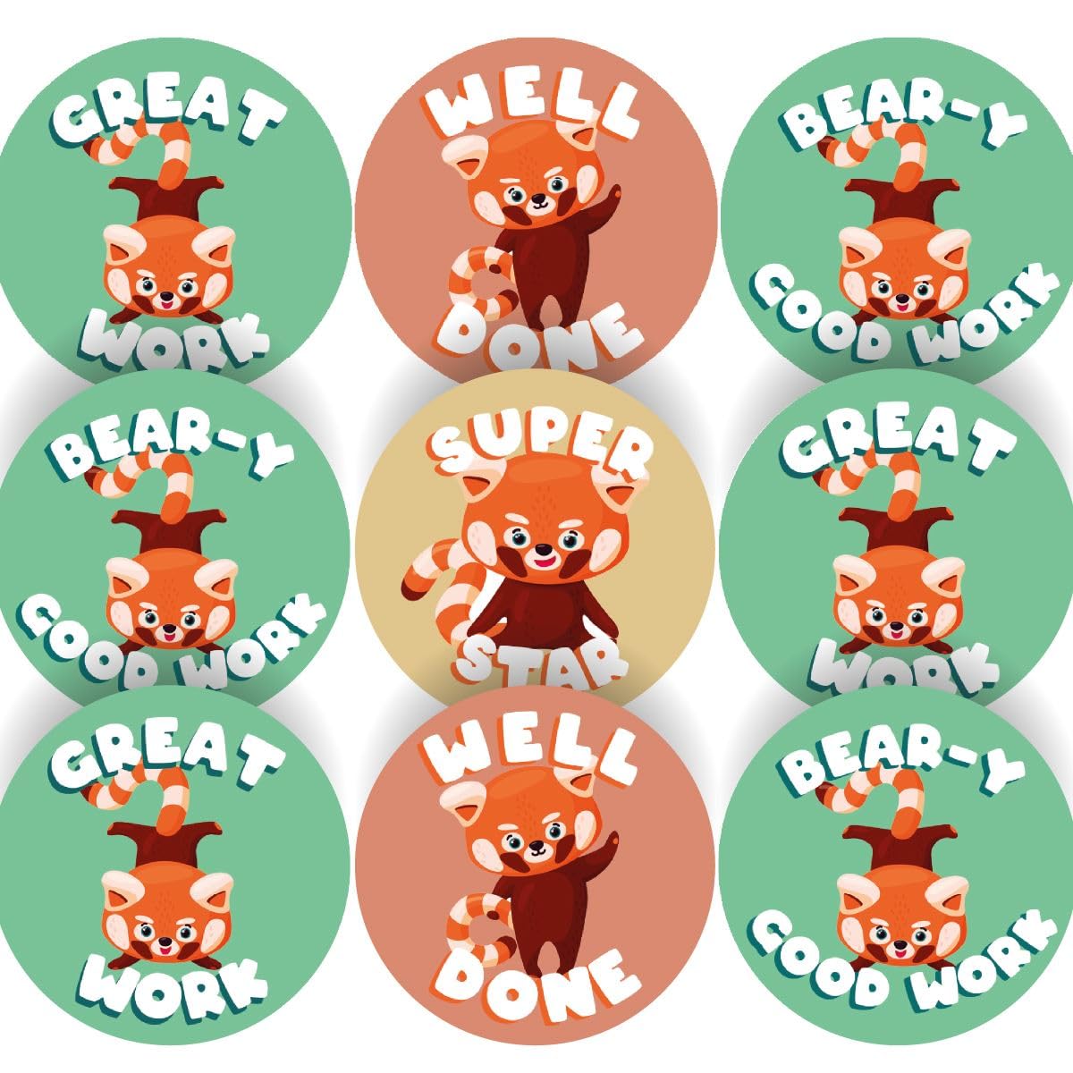Sticker Stocker Red 144 Panda Praise Reward Stickers 30Mm Animal Reward Stickers For Teachers Or Parents