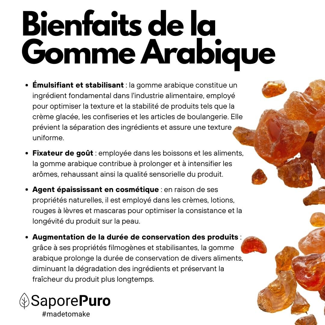 Saporepuro Gomme Arabique en poudre 1000 gr - 125 gr - 50 gr