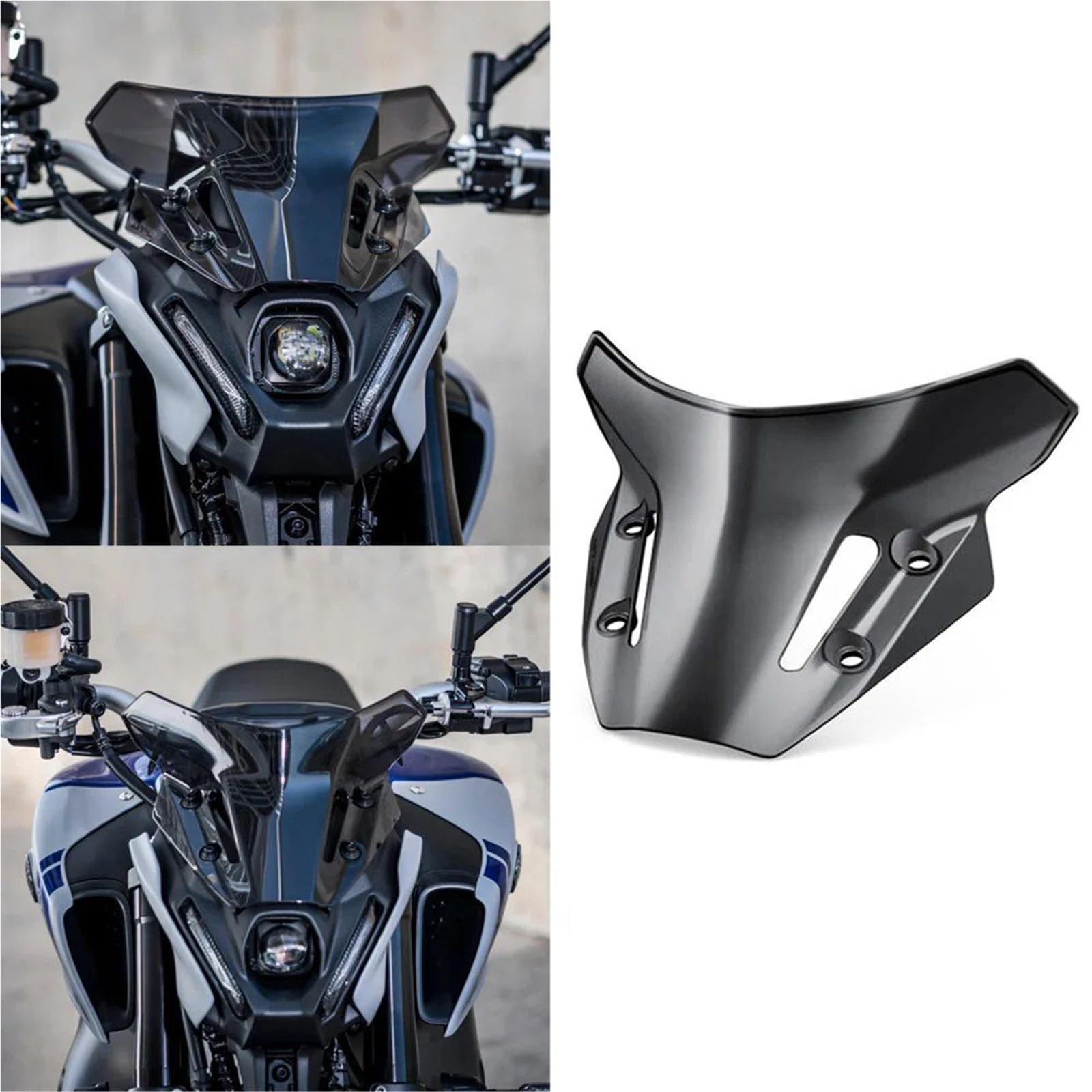 Dla Y&AMAHA Dla MT-09 Dla FZ-09 2021-2022 Przednia Szyba Skutera Owiewka Motocyklowa Deflektor Wiatru Akcesoria Ochronne Szyba przednia motocyklowa(Black)