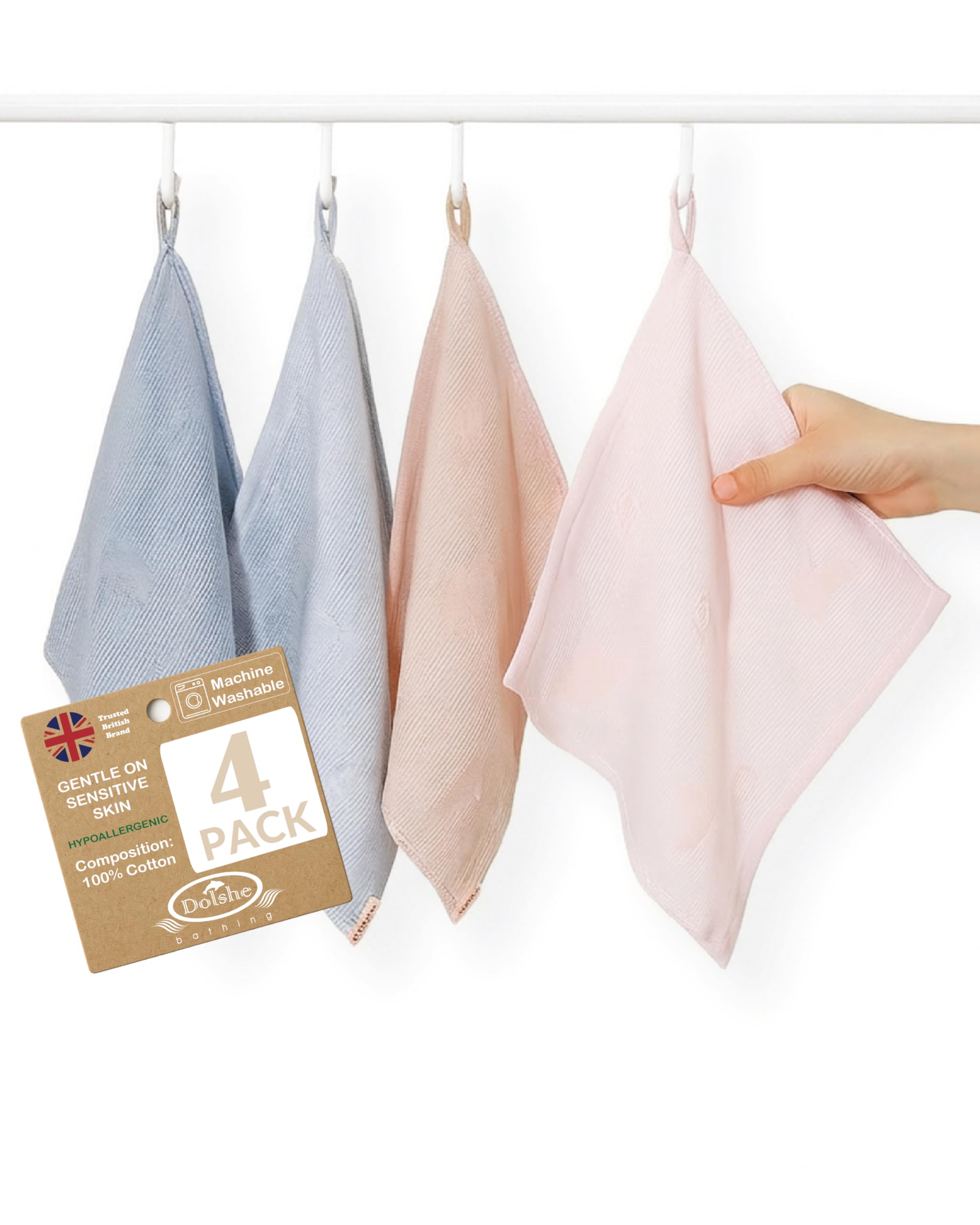 Baby Wash Cloth - 6-Layer Cotton Gauze Super Absorbent for Newborn Bath Time - Gentle Shower Cloth & Baby Essentials 4-Pack