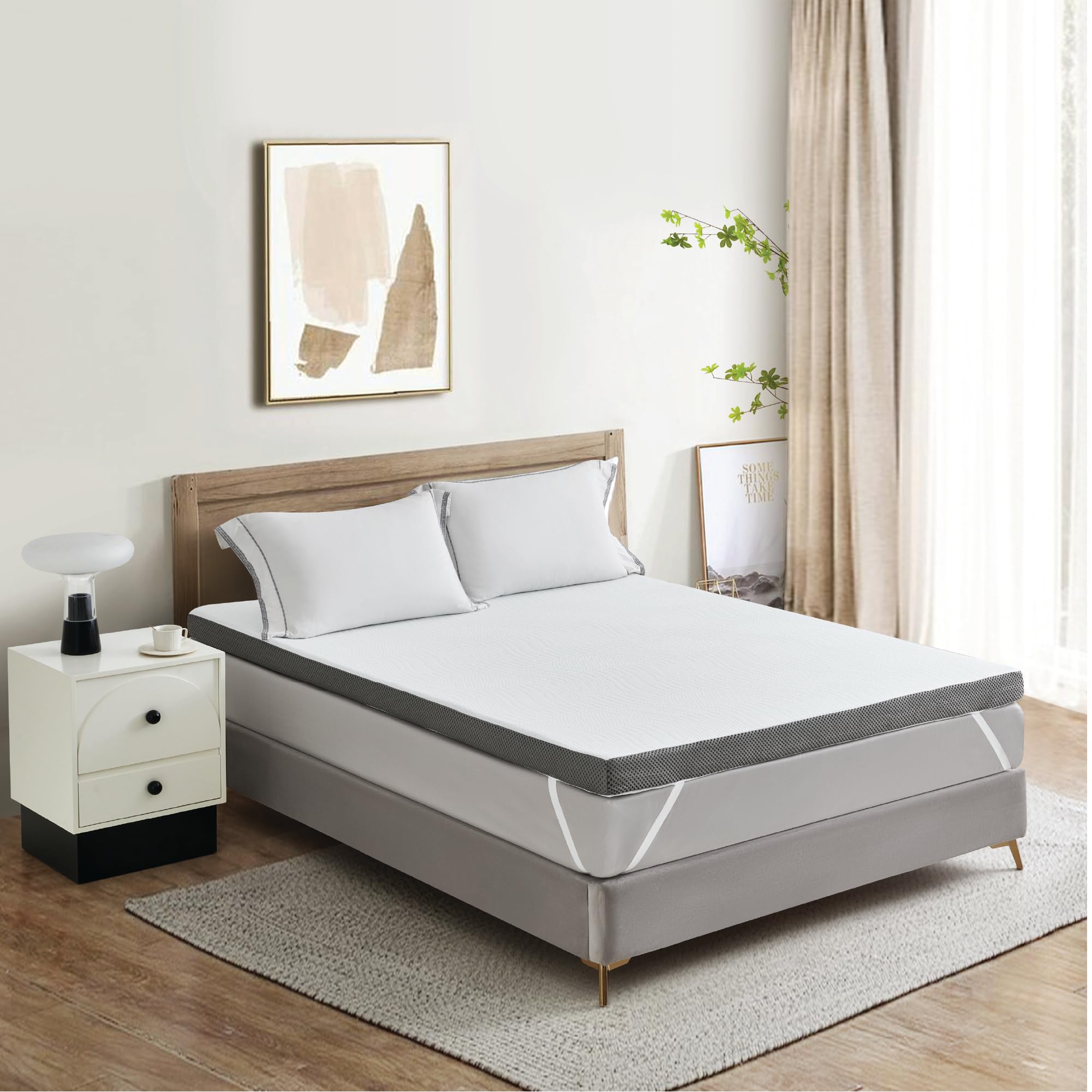 Degrees of Comfort Coprimaterasso 140x200 cm, 10cm H, 2 durezze H2 e H3, memory foam gel per divano letto camper.