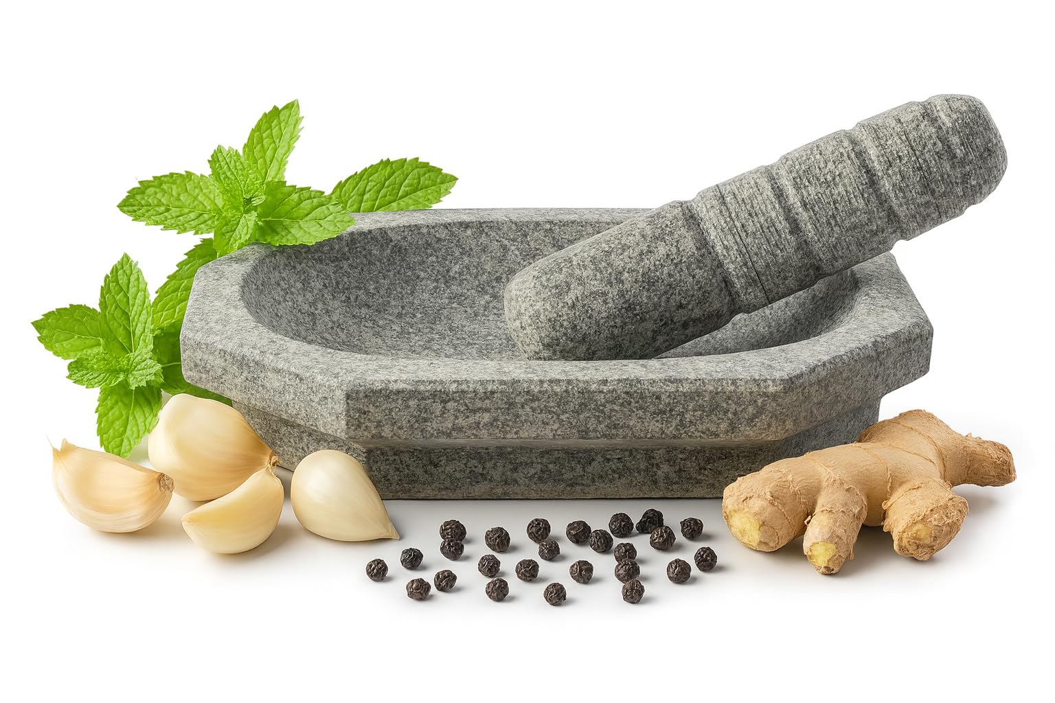 EZAHK Kalvam Stone Mortar and Pestle Set,Masher, Khalbatta, Kharal, Musal,for Kitchen, Home, Herbs and Spices (10 inch Grey,Big Size)