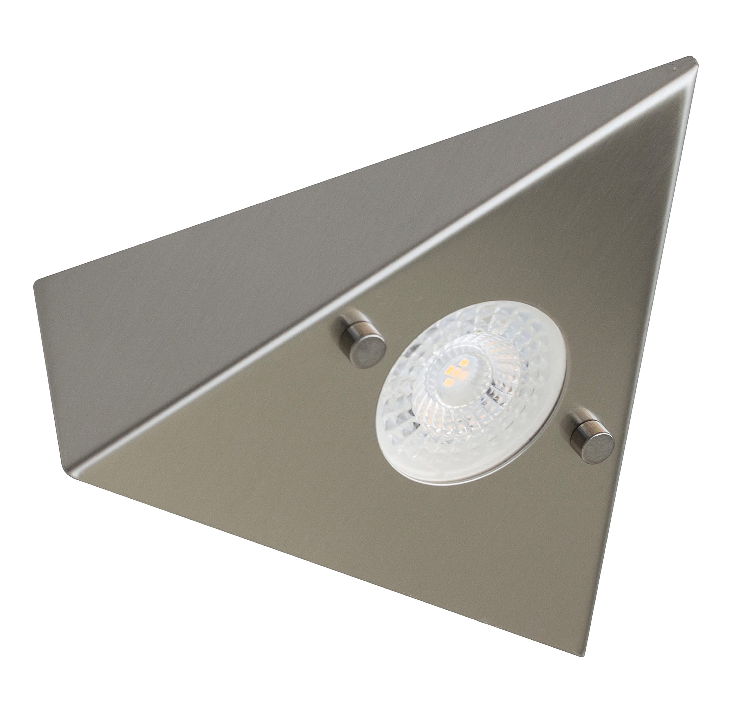 Trango 3er Set 6739-32 Küchenunterbauleuchte inkl. 3x 4.8 Watt LED Modul 3000K warmweiß ON/OFF Schalter *COOK* Edelstahl Einbauleuchte, Einbaustrahler, Dreieckleuchte, Schrankleuchte, Küchenleuchte