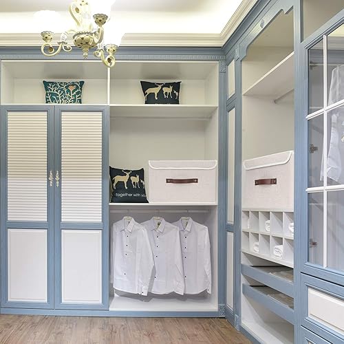 Miniatura 66 de TYEERS Cajas de almacenamiento plegables, contenedores de almacenamiento de tela lavable con tapas, 14.9 x 9.8 x 9.8 pulgadas, paquete de 2, gris