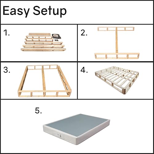 Miniatura 5 de Bobina, somier resistente de 4.5 pulgadas para soporte de colchón, base de madera natural duradera y fácil de montar, para Queen, color blanco