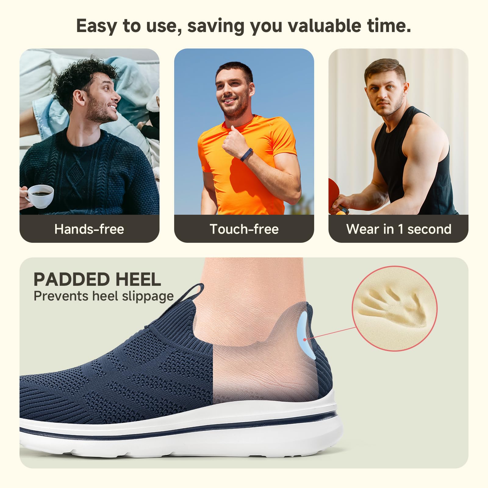 ODCKOI Męskie buty wsuwane bez użycia rąk buty do chodzenia tenis bieganie buty sportowe jogging siłownia trening trampki