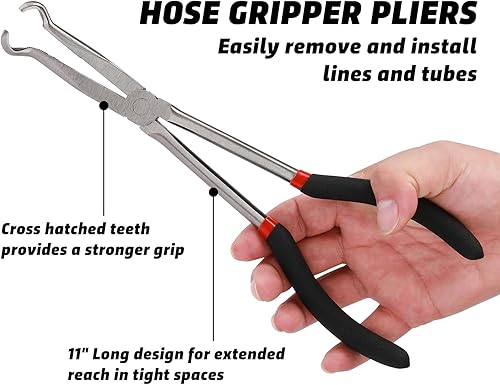 Miniatura 5 de AIRTOON Juego de 3 alicates de agarre de manguera de 11 pulgadas, alicates de extracción de bujías, alicates de agarre de manguera de 516, 12 y 34