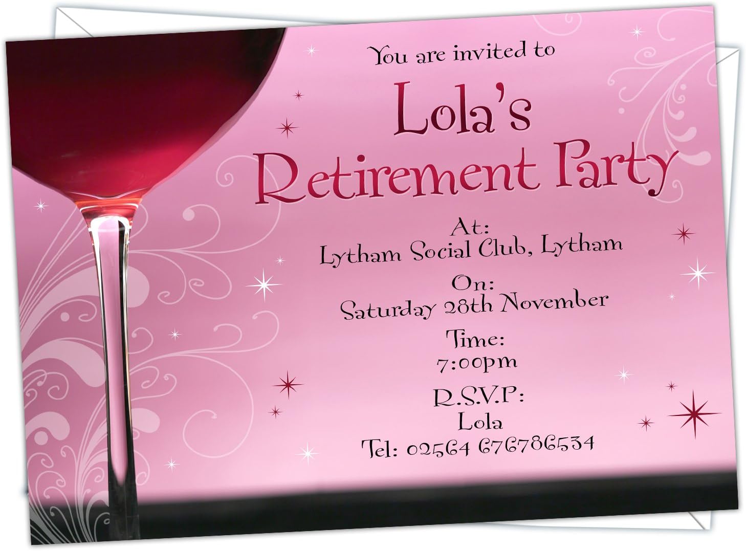 D&L Designs Ltd Personalised Retirement Invitations Invites R 002 (Pack