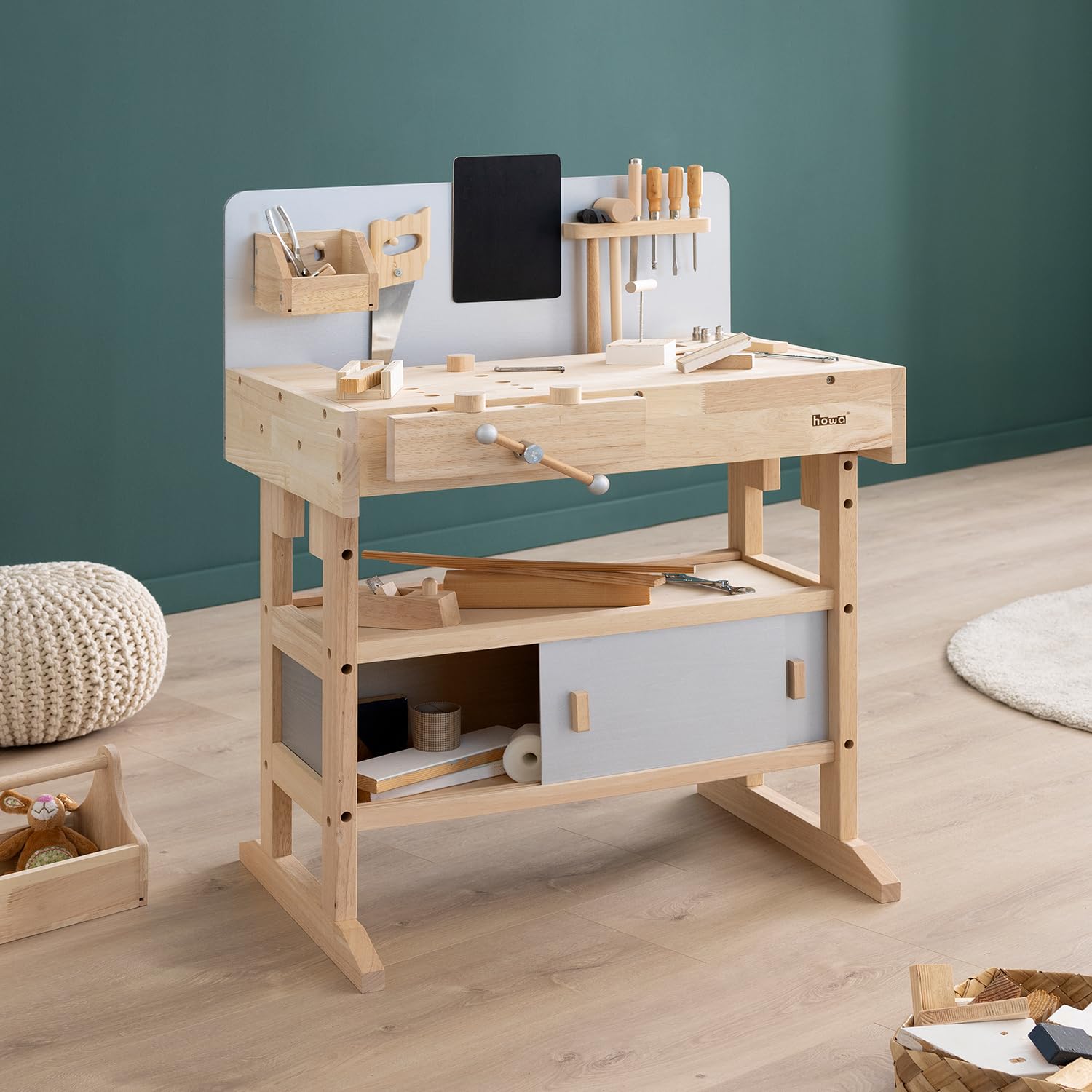 howa Établi pour Enfants Massif avec Ensemble d'outils de 32 pièces 4900