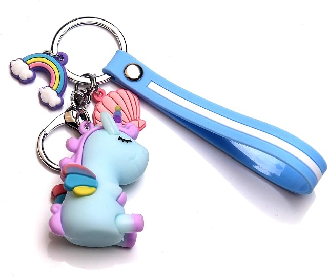 Unicorn Keychain Gift,Lucky Silica Gel Keyring Key Chain Ring For Daughter Son Friends Coworker Cute Keyfob Accessories