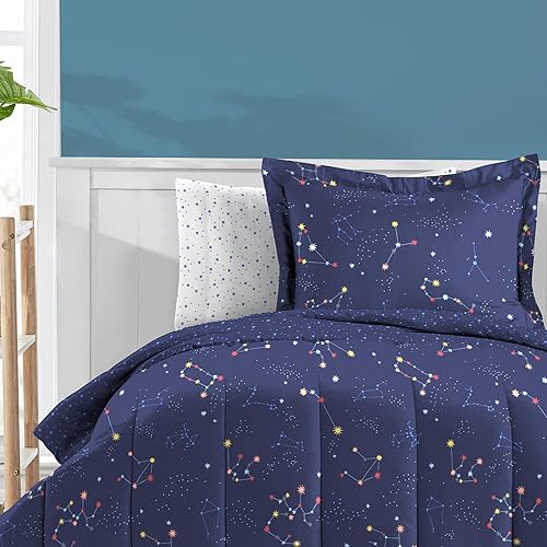 Miniatura 3 de dream FACTORY - Juego completo de ropa de cama de microfibra supersuave de 7 piezas, fácil de lavar, para niños, tamaño matrimonial, color azul