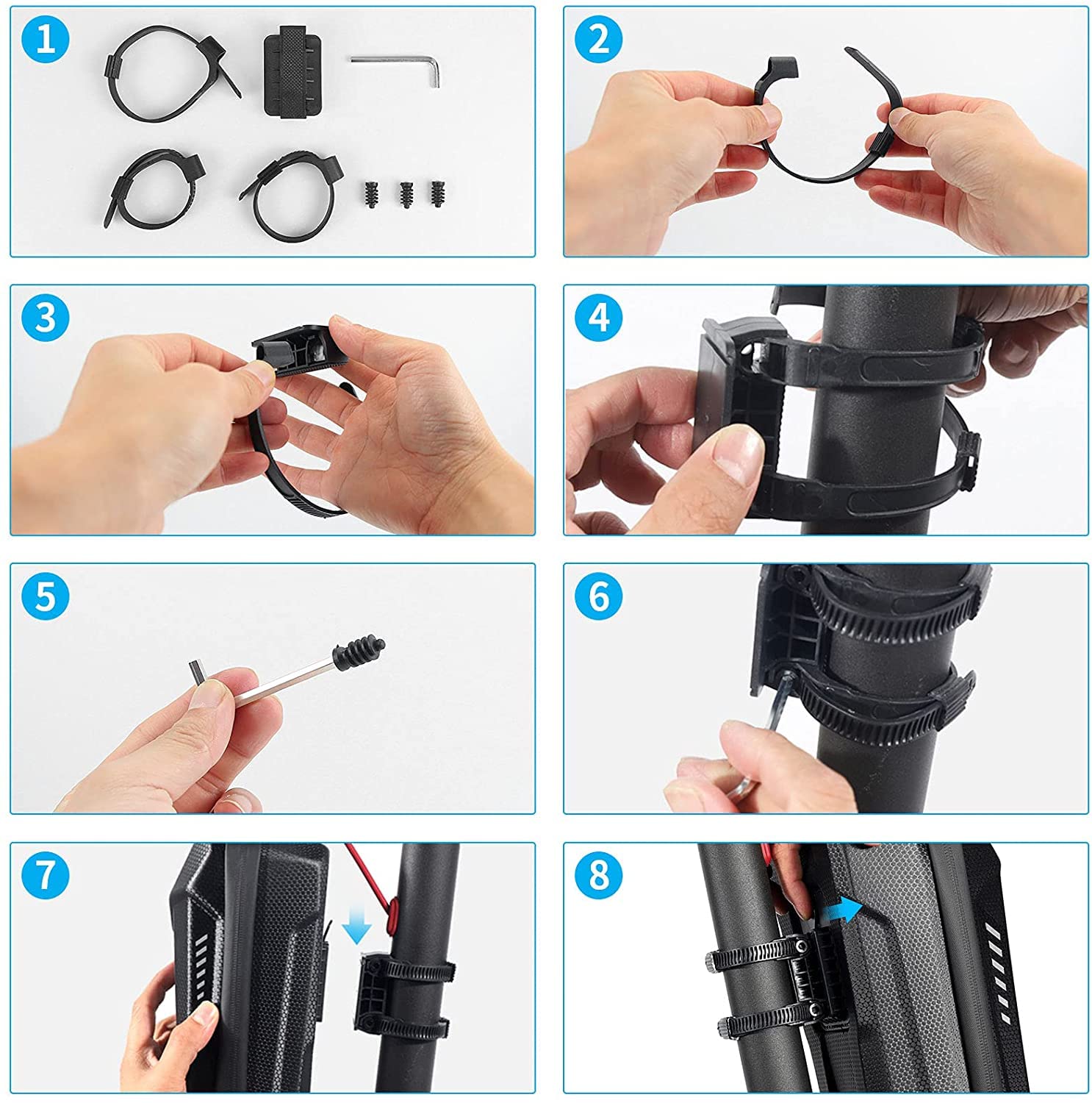 E Scooter Zubehör, E Scooter Tasche, 3L Roller Tasche Front Tube Bag Groß Lenkertasche Wasserfest, Vordertasche für Elektroroller Xiaomi MI Mijia M365/M365 Pro/Sedway ES/Ninebot/Faltrad Eva