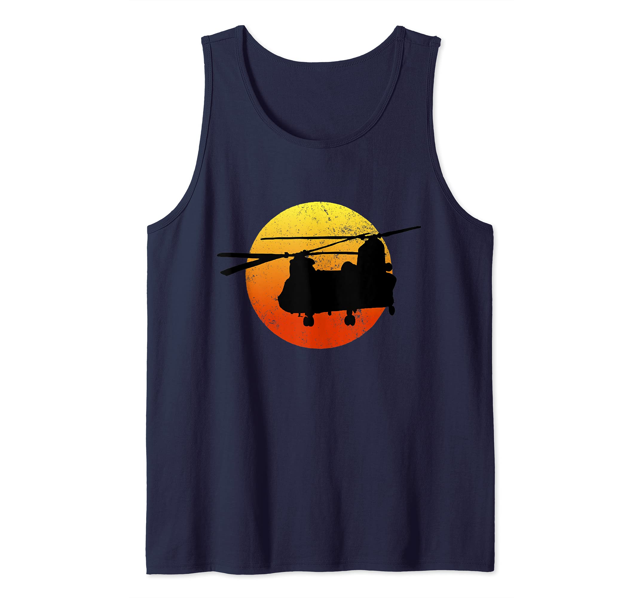 CH47 Chinook Silhouette Sunset Military Helicopter CH47 Tank Top