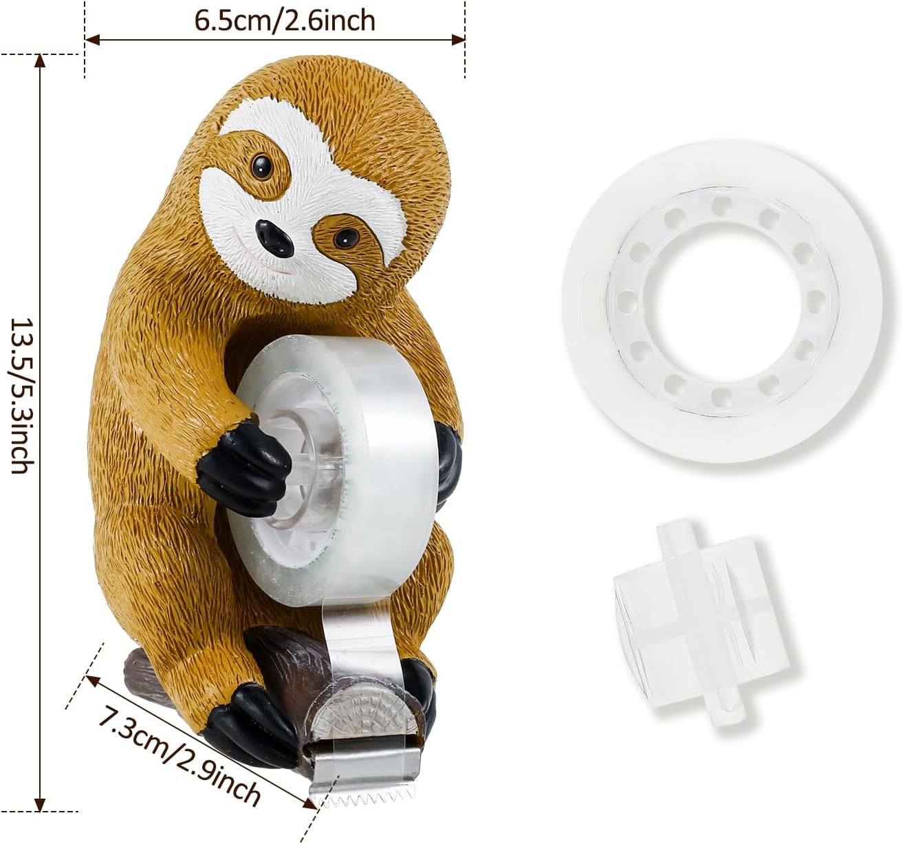 Tape Dispenser Cute Sloth Tape Holder Resin Desk Tape Cutter Sloth Tape Holder Ornament Novelty Tape Cutting Tools for Home School Office Desk Wrapping Gifts 5.3x2.6x2.9 inch