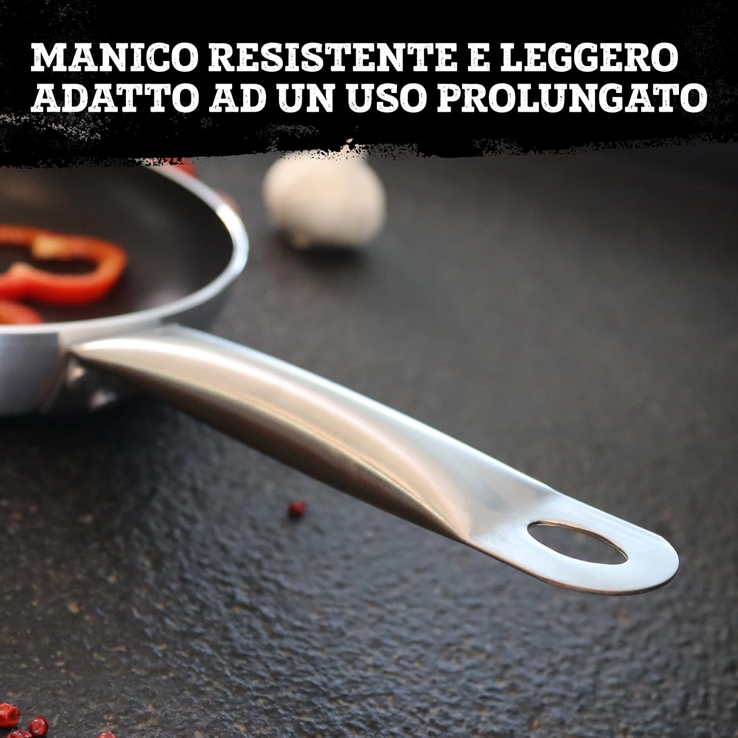 FMprofessional Set di 3 padelle professionali 20/24/28 cm, in alluminio leggero e resistente, adatte per induzione e tutti i tipi di cucine, antiaderente doppio strato, struttura a nido d'ape