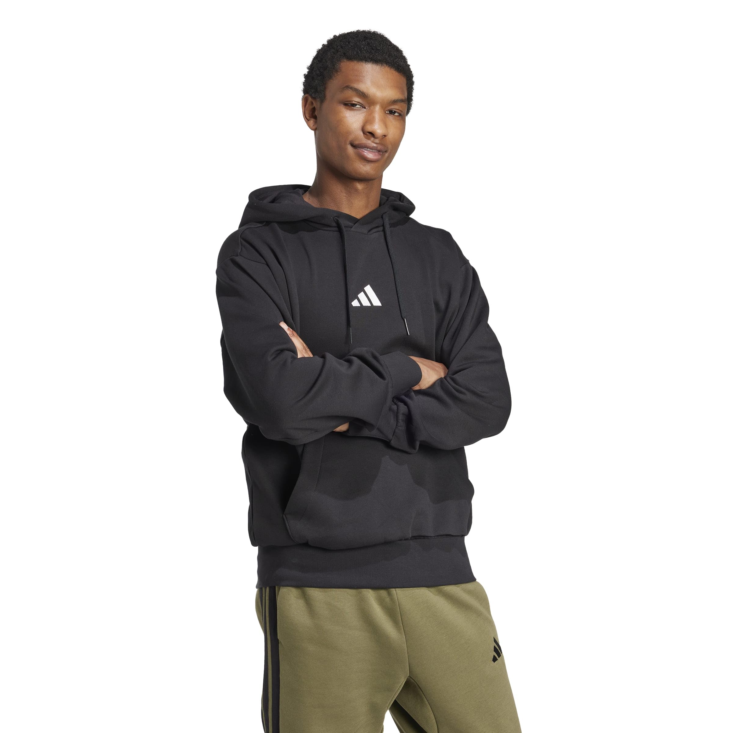 adidas Homme Essentials FEELCOZY Fleece Hoodie, Black/White, M