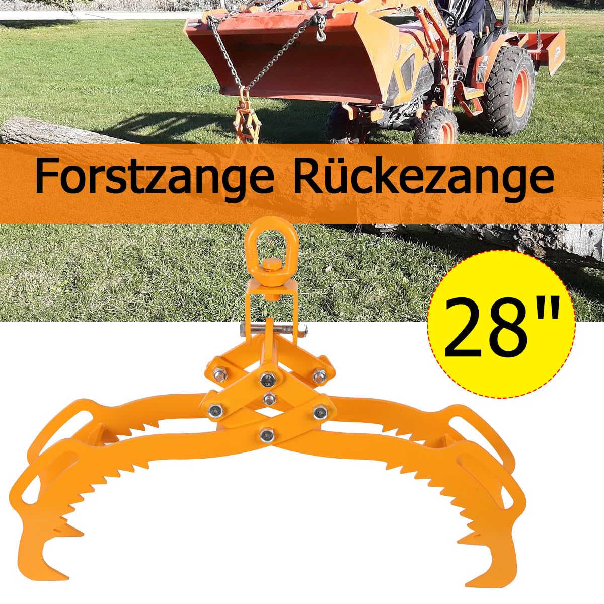 Pinza para Madera Alicates forestales para troncos de árboles de hasta 720 mm, 3-28 pulgadas, alicates de carga, 1500 kg fuerza de tracción, pinzas de embalaje con 4 mandriles