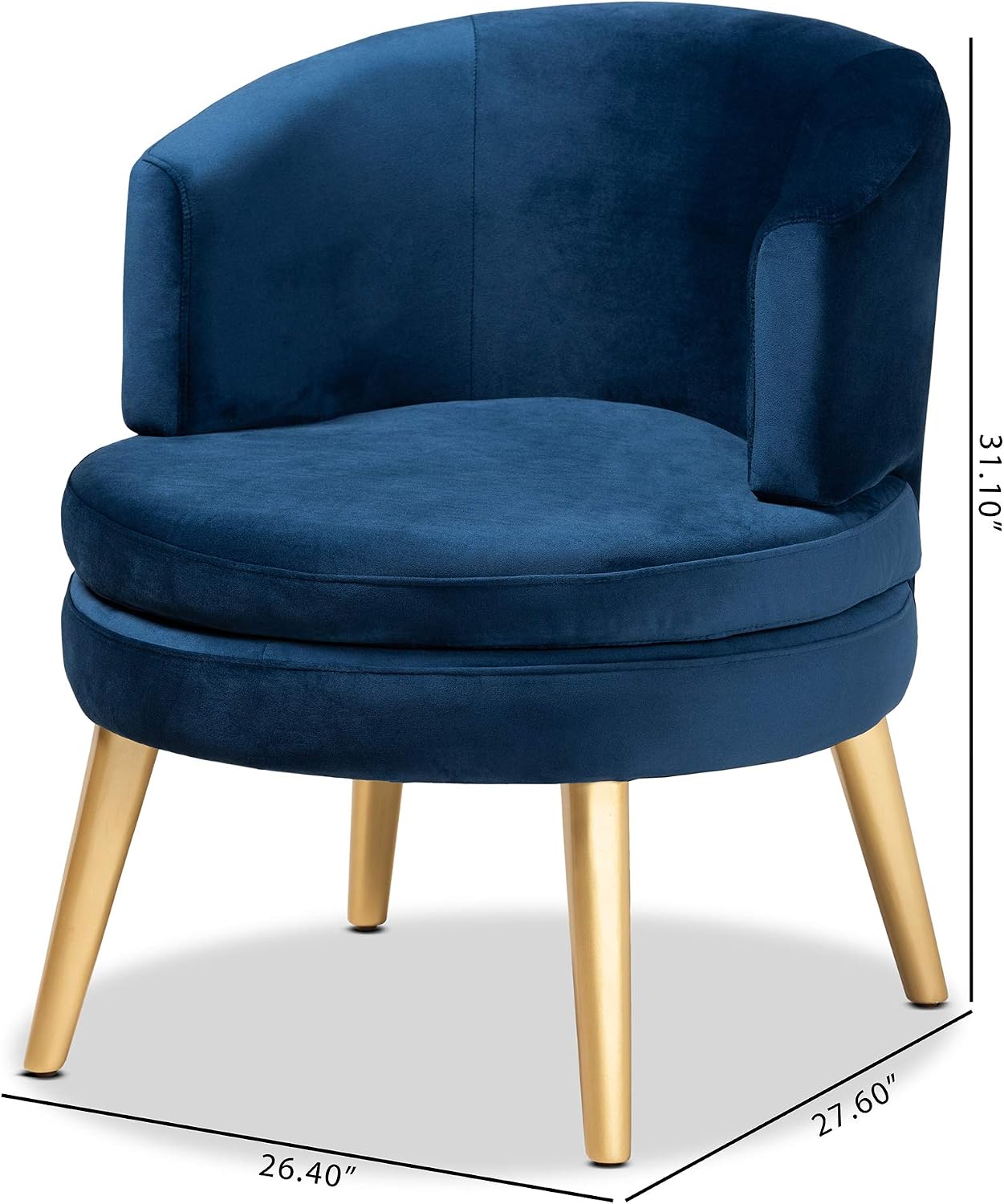 Baxton Studio Baptiste Chairs, Navy Blue/Gold