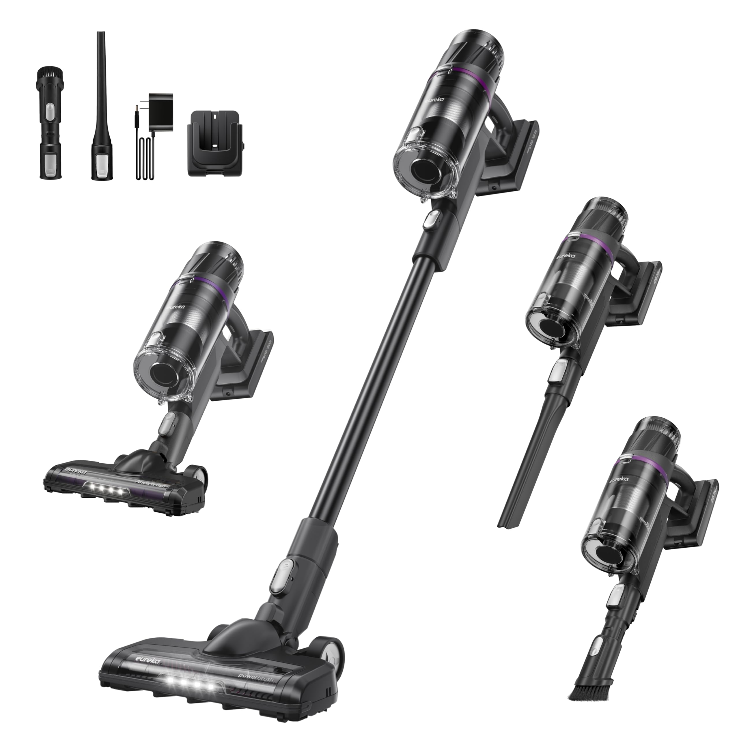 EUREKA ReactiClean 520 Aspirateur Balai sans Fil Anti-allergène Aspiration Puissante, 4 en 1 avec Longue Autonomie 50 Minutes, Reharge Murale, Aspirateur à Main Léger pour Poils Cheveux