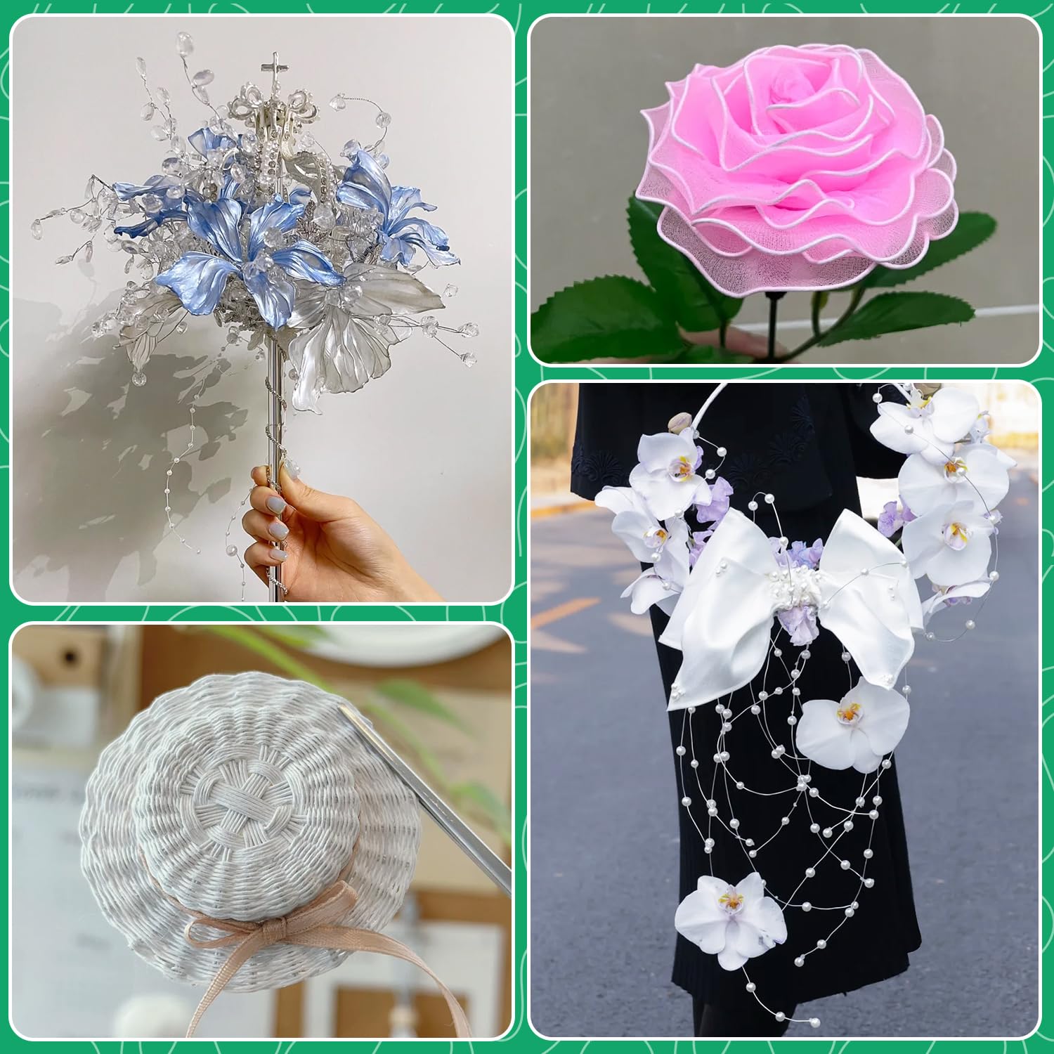 WDAHDHP White Metal Floral Wire, 3 Roll 115 Yards 22 Gauge Wire Wreath Wire, Flexible Paddle Wire Florist Wire for Crafts Christmas Wreaths Tree Flower Arrangement Garland