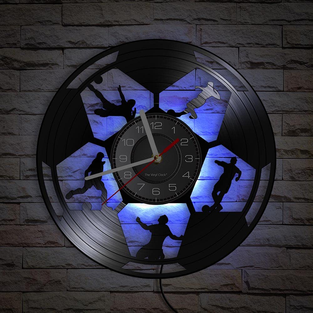 Smotly Light Vinyl Wall Clock, Football Design Wall Clock, With Led Night Football Decoration Wall Wall Wall Clock Gift.