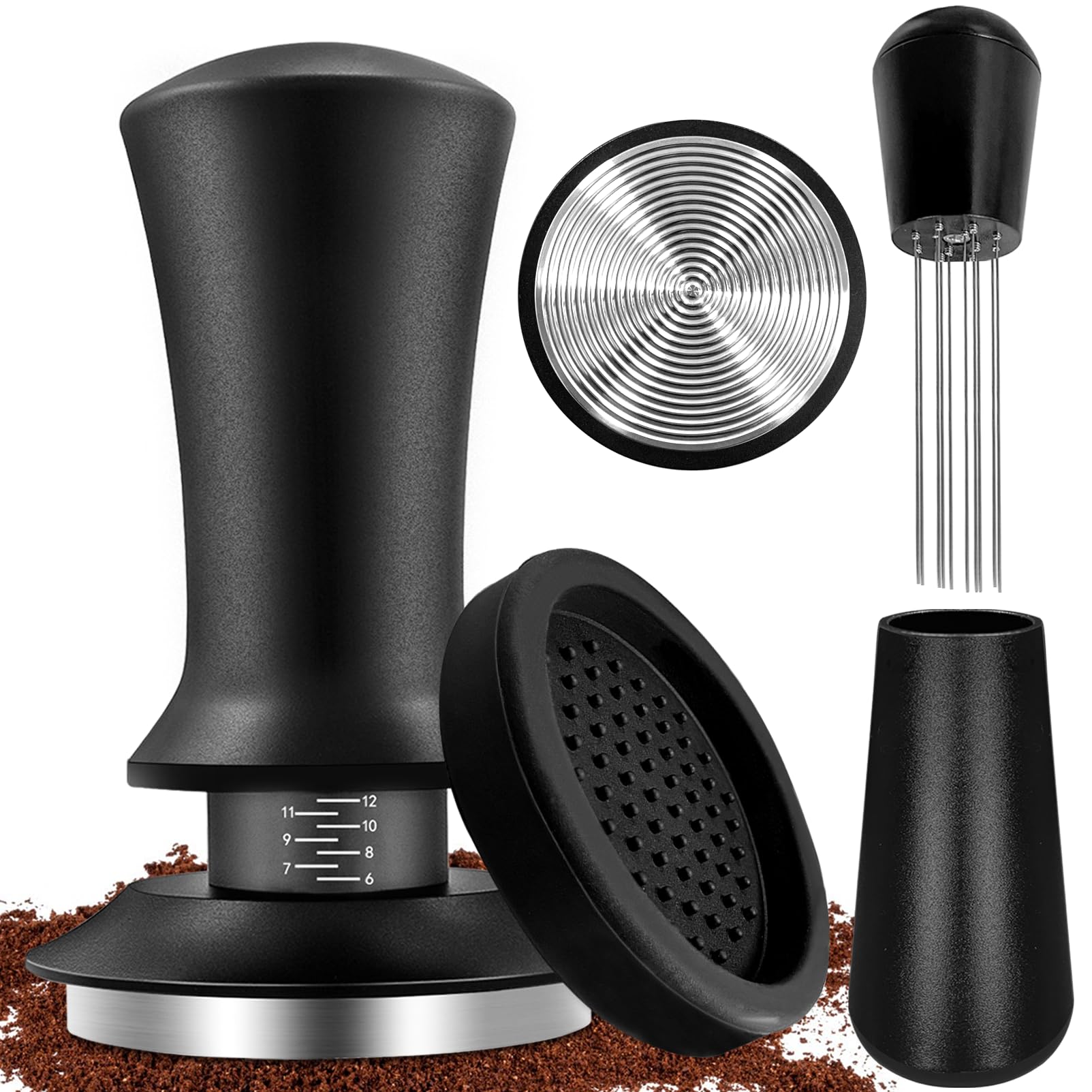 51mm Espresso Accessories Kit, Coffee Tamper Set, Spring Loaded Calibrated Tamper, WDT Tool Espresso and Tamper Mat, 51mm Espresso Tamper Kit for