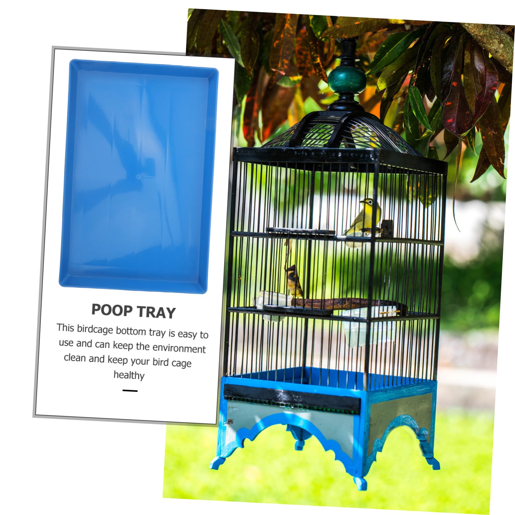 Yardwe Plateau Bac à Litière Antidébordement pour Cage de Chien en Plastique Bleu Facile à Nettoyer, pour Cage ou Caisse d'animaux