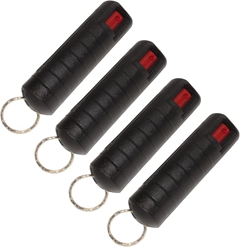 Paquete de 4 llaveros en aerosol de pimienta Magnum de concha dura negra de 12 onza