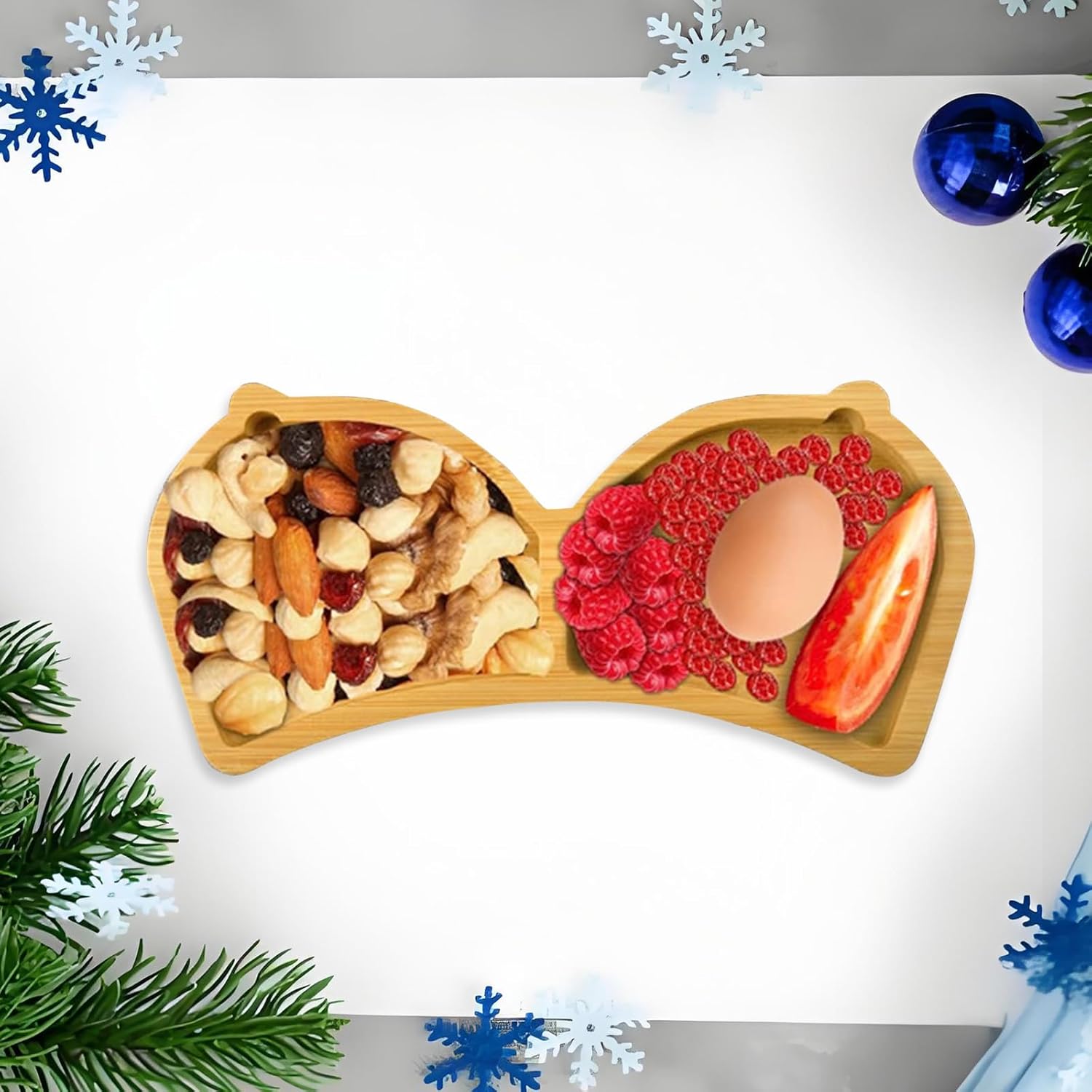 1 Pcs Reusable Bamboo Serving Tray, 9.5-inch Mini Bra Shape Platter, Bachelorette Party Novelty Wooden Plate, Gag Gift, Cheese Board, Bachelor Party Supplies (Small)