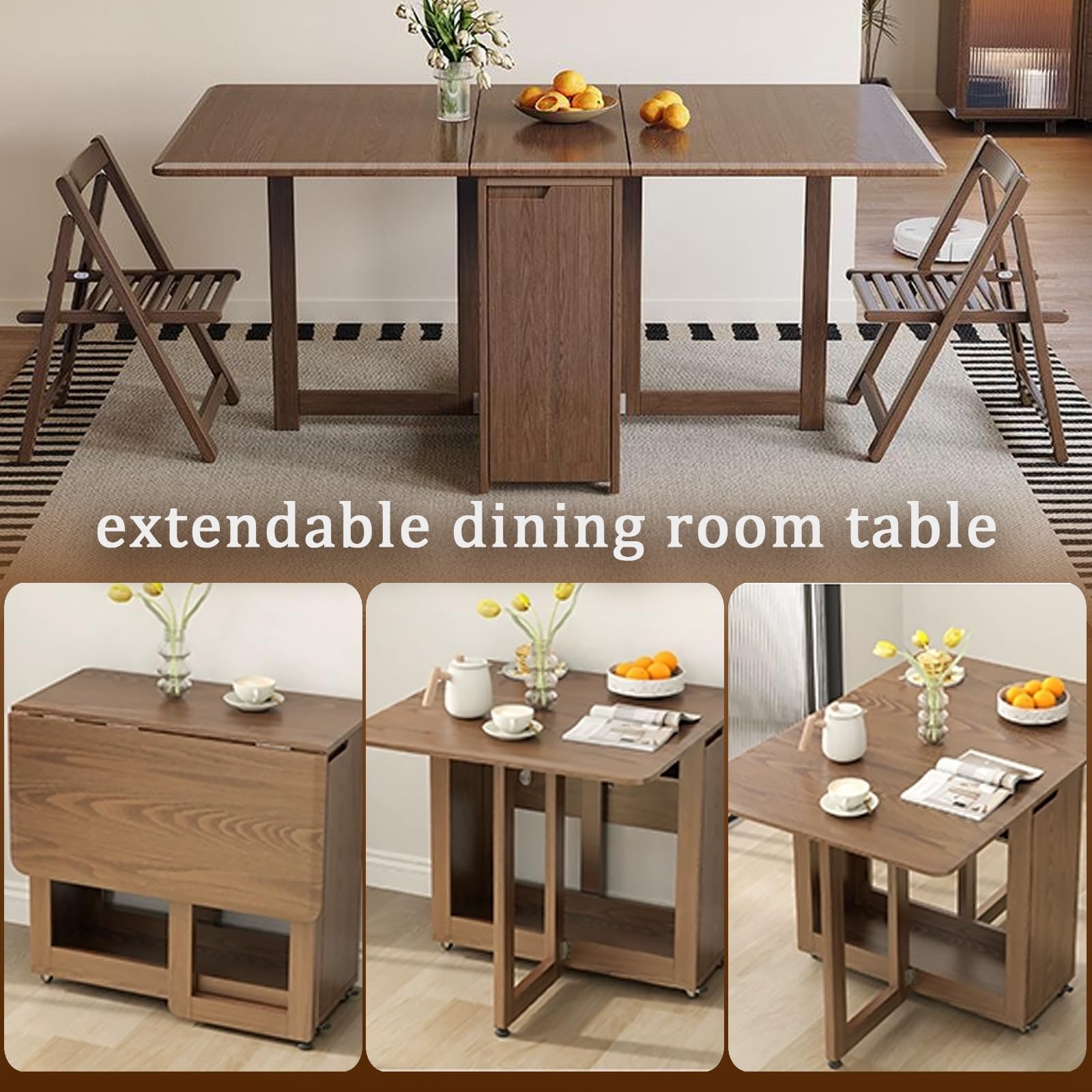 Table à Manger En Bois 176x90 Cm + 2 Rallonges De 40 Cm - Jusqu'à 256 Cm !