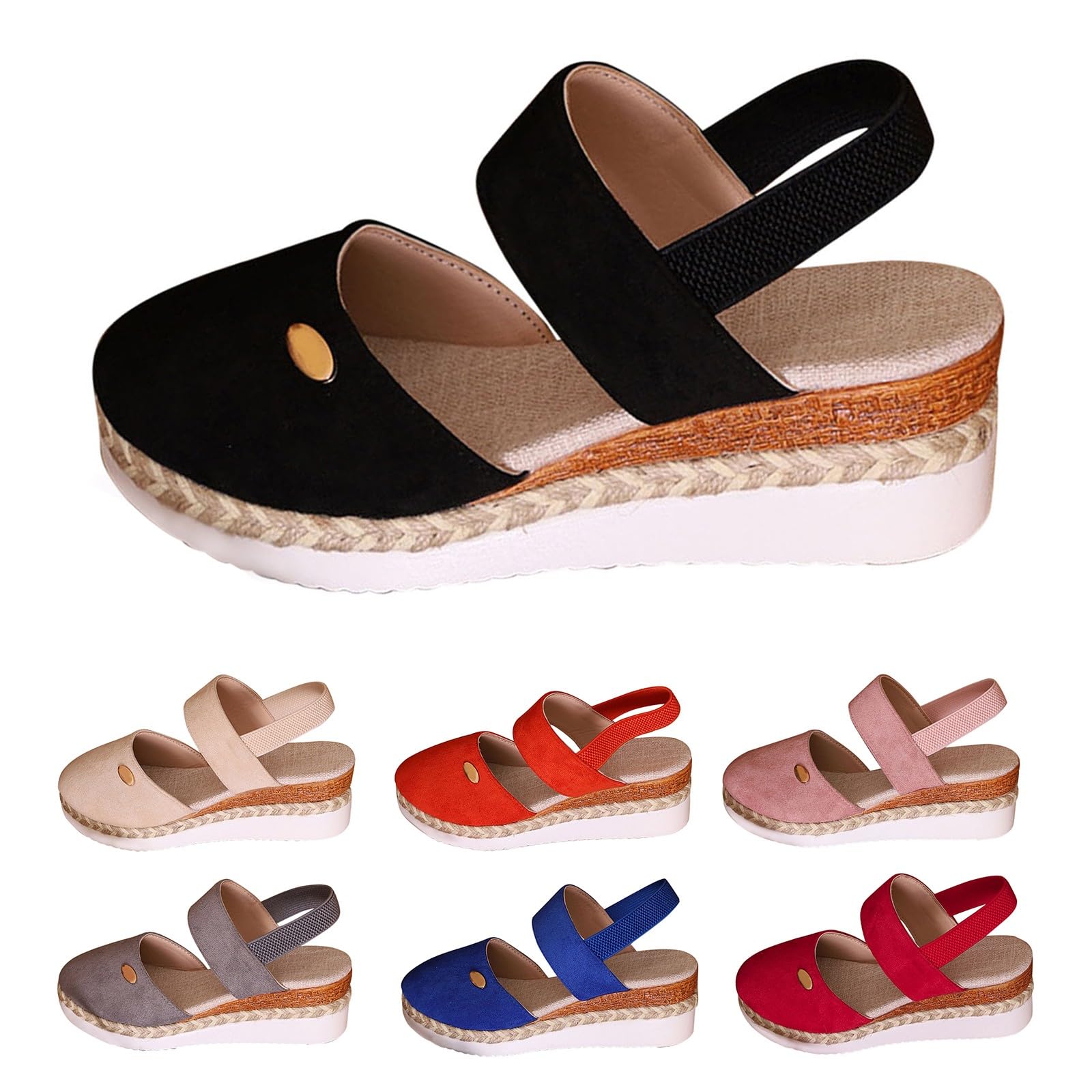Sandali a punta chiusa da donna, vestibilità larga, sandali con zeppa da donna, comodi sandali con plateau Fabri, bocca di pesce, fondo spesso, lavorato a maglia, sandali all'uncinetto, abbigliamento