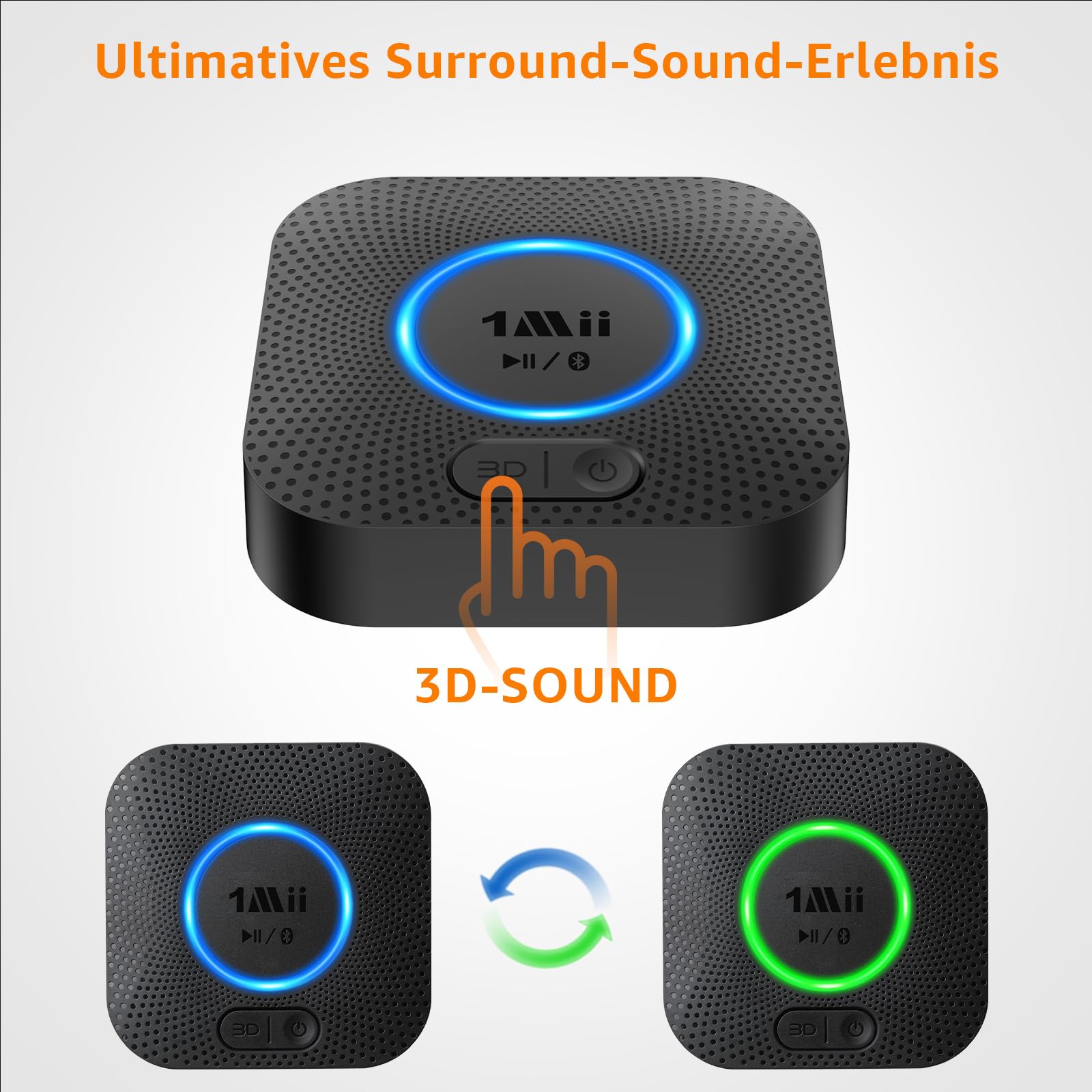 1Mii B06 Plus Bluetooth HiFi Empfänger, Drahtloser Audio Adapter, aptX HD aptX-Adaptive Bluetooth 5.3 Receiver mit 3D Surround arbeitet mit Smartphones und Tablets für Stereoanlage Lautsprecher