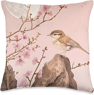Animal Lover For Women Floral Moon Sedge Wren Throw Pillow