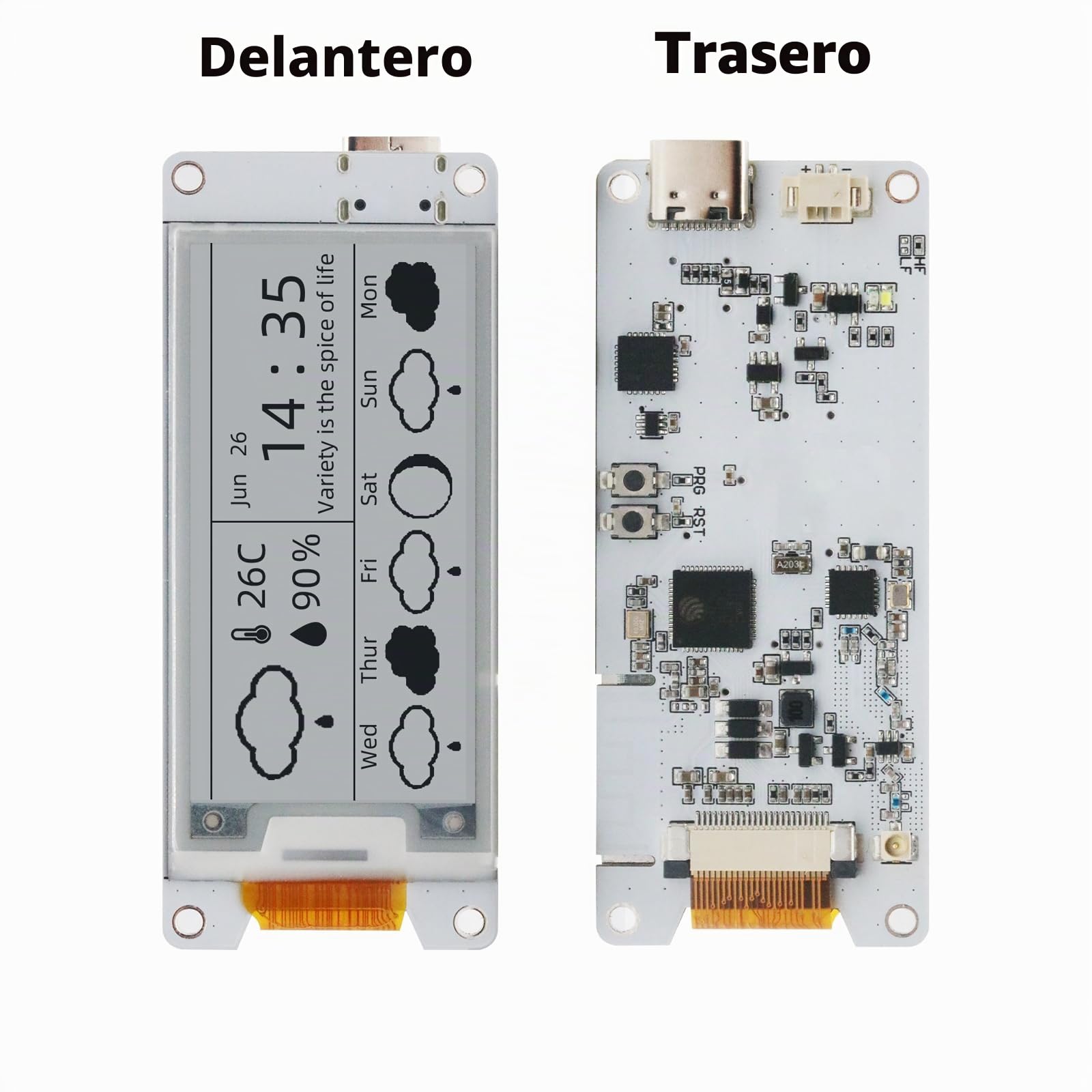 Módulo de Pantalla Lora de 2,13 Pulgadas, módulo de Pantalla E-Ink, ESP-S3 USB C con SX-1262 Lora Support WiFi BLE Meshtastick para Arduino (con Carcasa de acrílico + Antena)