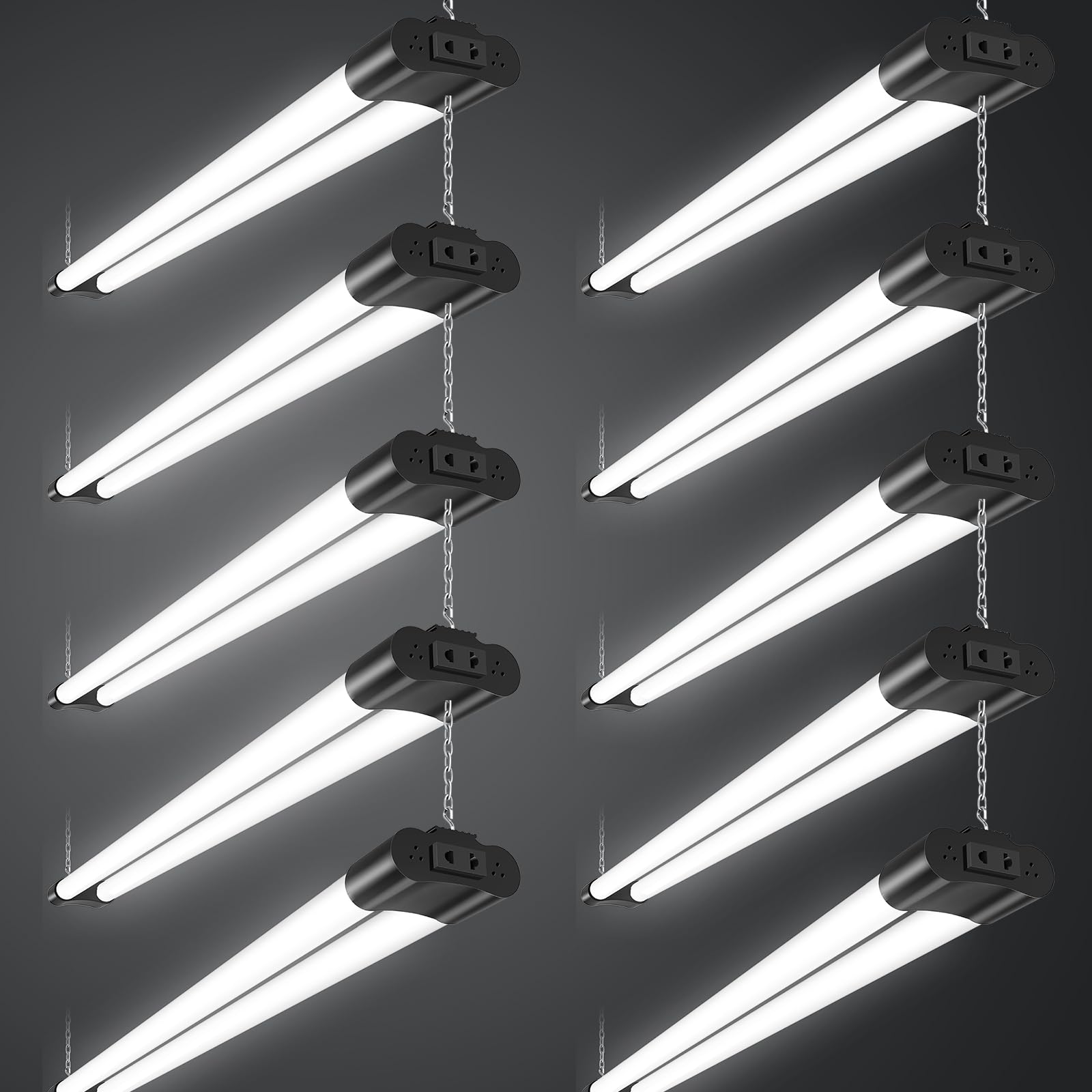 Sararoom Tubo Neon LED 115CM 40W Plafoniera Led Soffitto, 4400LM T8 Barra Led 6500K Bianca Fredda Collegabili Tubolare Sottopensile Luce con Spina, IP20 Lampada per Garage Officina Ufficio Cucina,10Pc