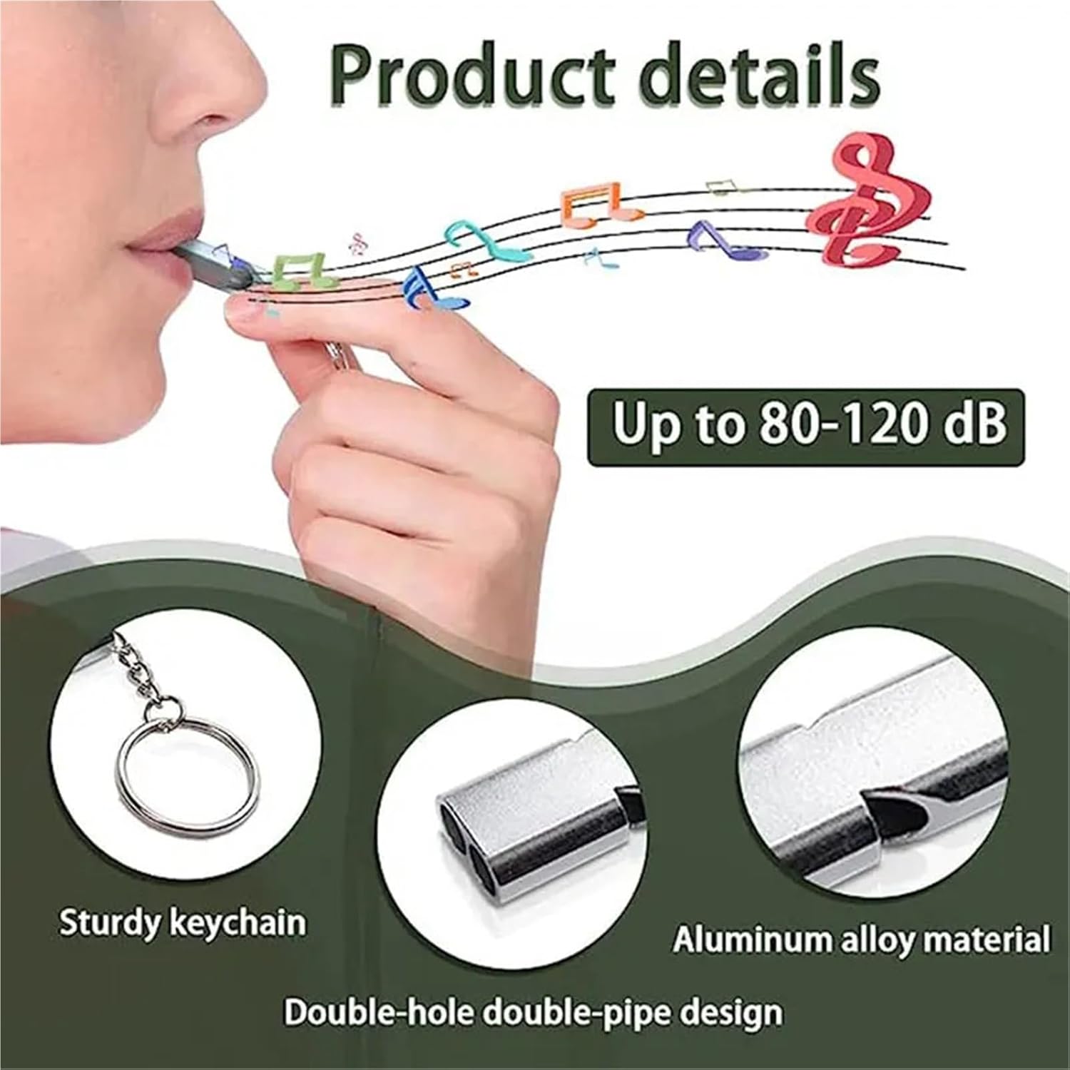 Safety Whistle 100 PCS Flat Aluminum Dual Frequency Survival Whistle Double Barrel Outdoor EDC Tool