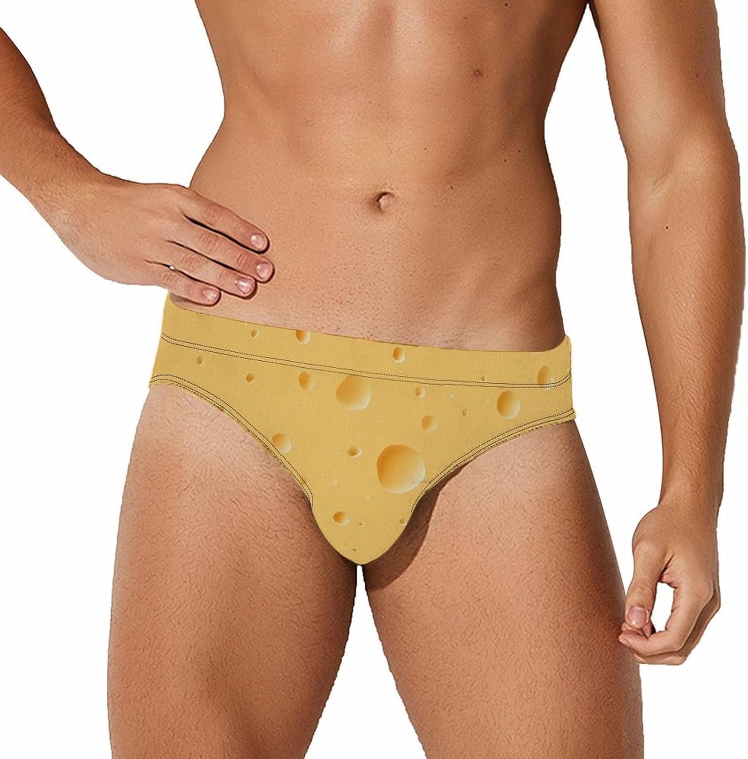 Cheese Tiny Holes Men's Swimwear Bikini Swimming Briefs Stretchy Swimsuits Board Surf Shorts Trunks