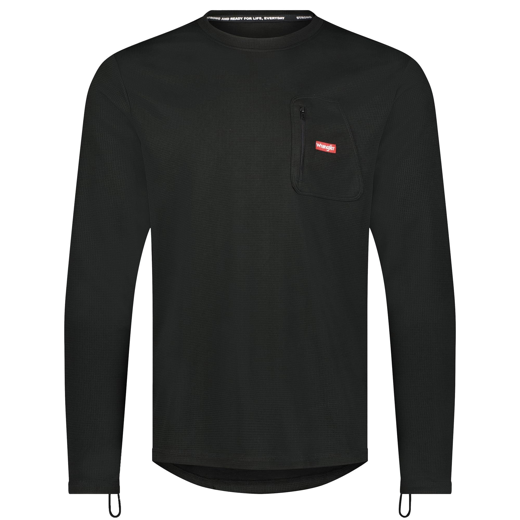 Wrangler - Mens Thermal Long Sleeve Shirt Thermal Underwear for Men (US, Alpha, Large, Regular, Regular, Black)