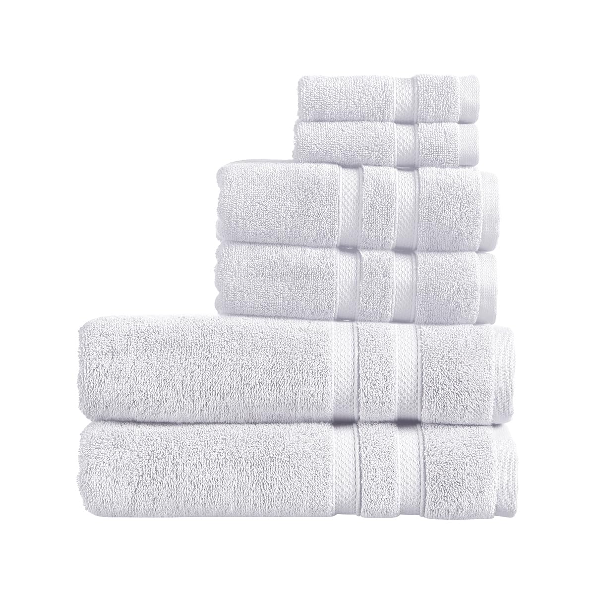 Christy Chroma Bath Sheet Set | Set of 6 | 2 Face 2 Hand 2 Bath Sheets | Highly Absorbent Heavyweight 675GSM | Bold and Bright | Soft Smooth Shower Towels | 100% Cotton | White