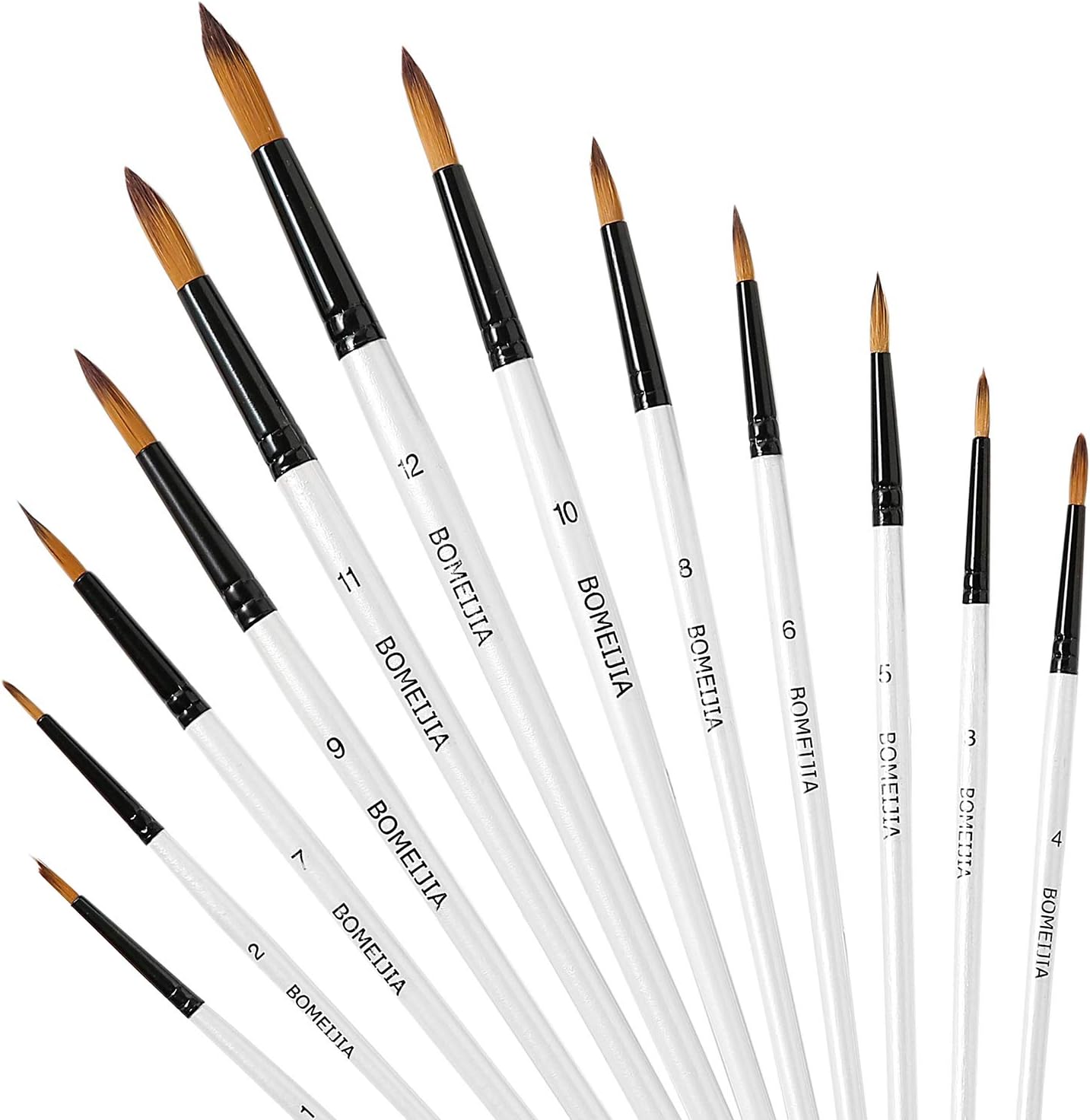 12 PCS Nylon Professional Round Paint Brushes