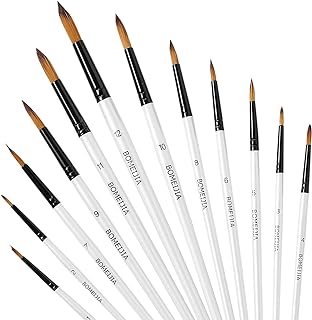 GETHPEN Paint Brushes for Acrylic Painting Set, 12 PCS Nylon Professional Round Paint Brushes for Watercolor, Oil Paintin...