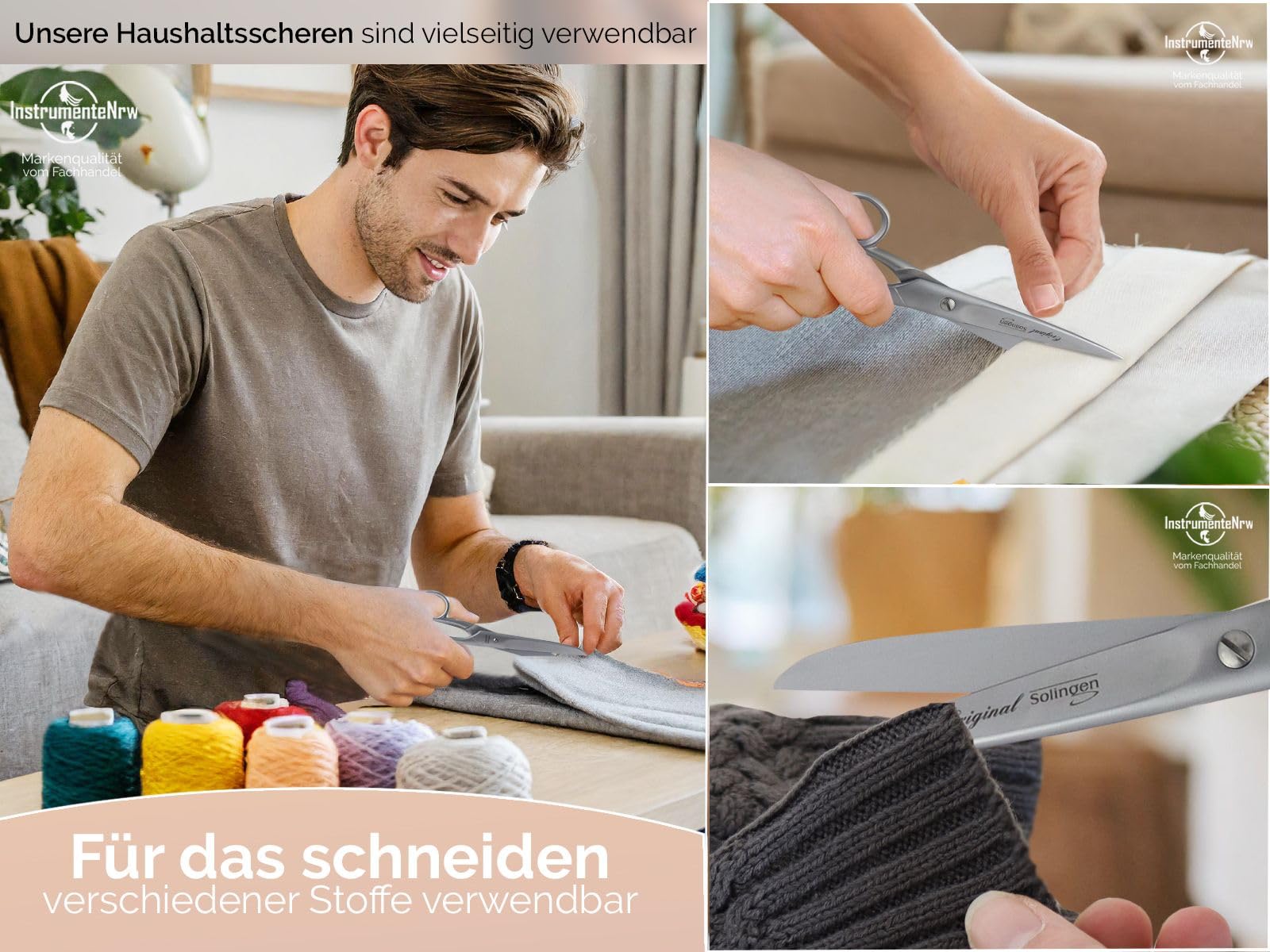 Küchenschere aus Solingen Haushaltsschere Vielzweckschere 7 Zoll Made in Germany mit Scharfem und Präzisem Schnitt Universal Schere Allzweckschere Haushaltshelfer aus Rostfreiem Edelstahl 17,78 cm
