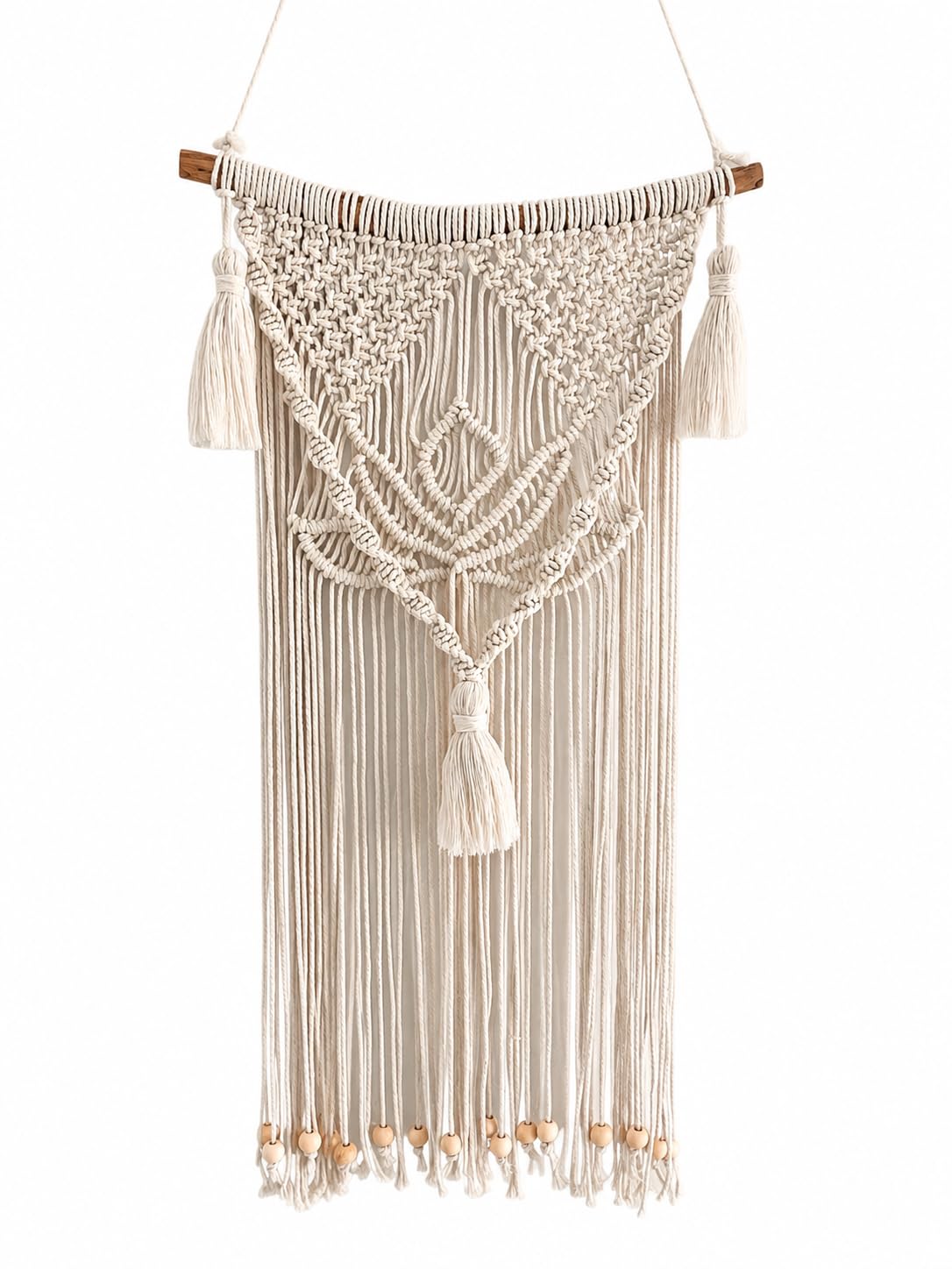 Genérico Tapiz de macramé de pared Loto Decoración boho Adorno de algodón Regalo de inauguración Bohemia para dormitorio y salón Hecho a mano. (Natural)