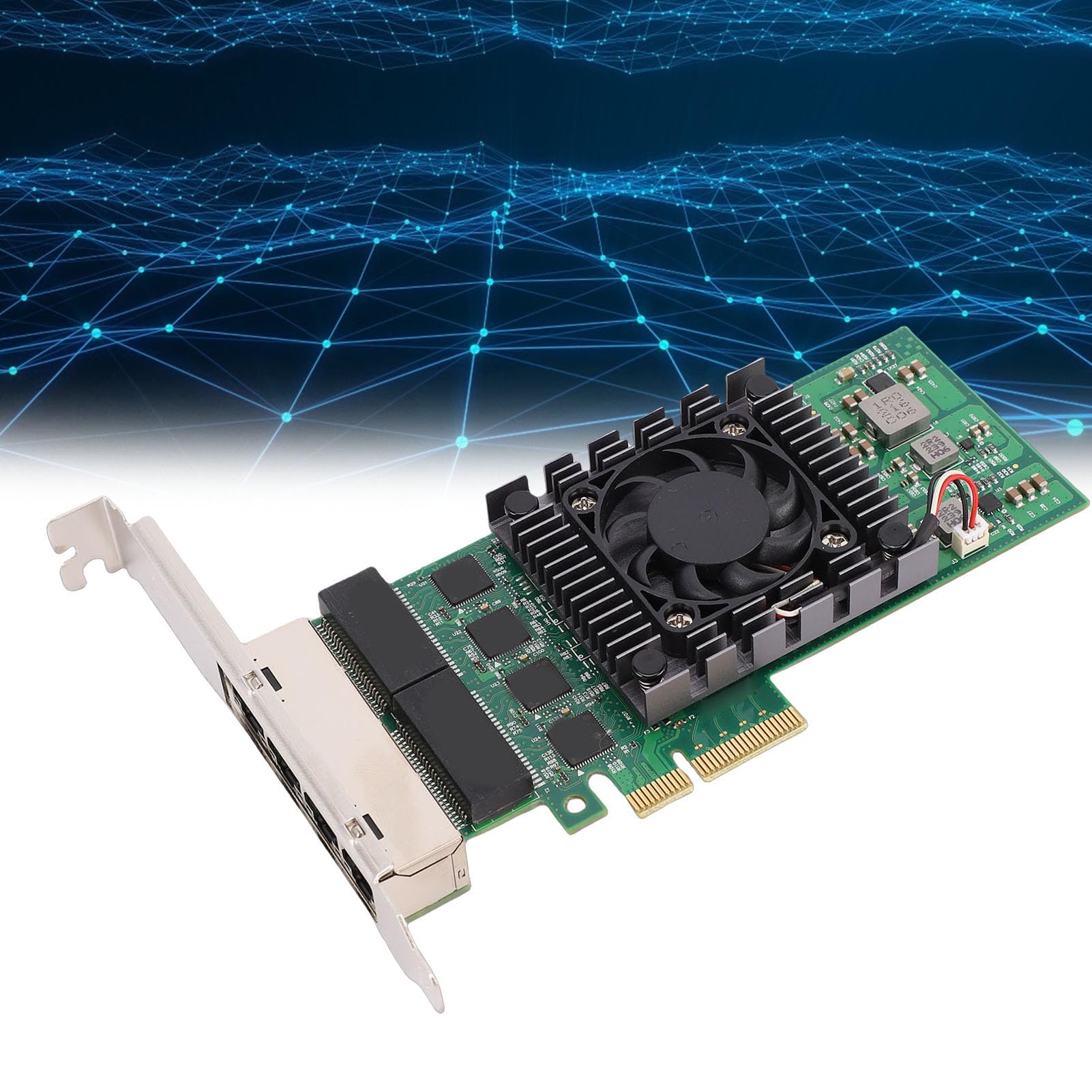 Aramox Scheda di Rete Gigabit Ethernet Scheda NIC PCI Express con 4 Porte RJ45 Chip PCB I211AT X4 Gen2.1 10 100 1000 Mbps a Basso Profilo per Server e PC Desktop