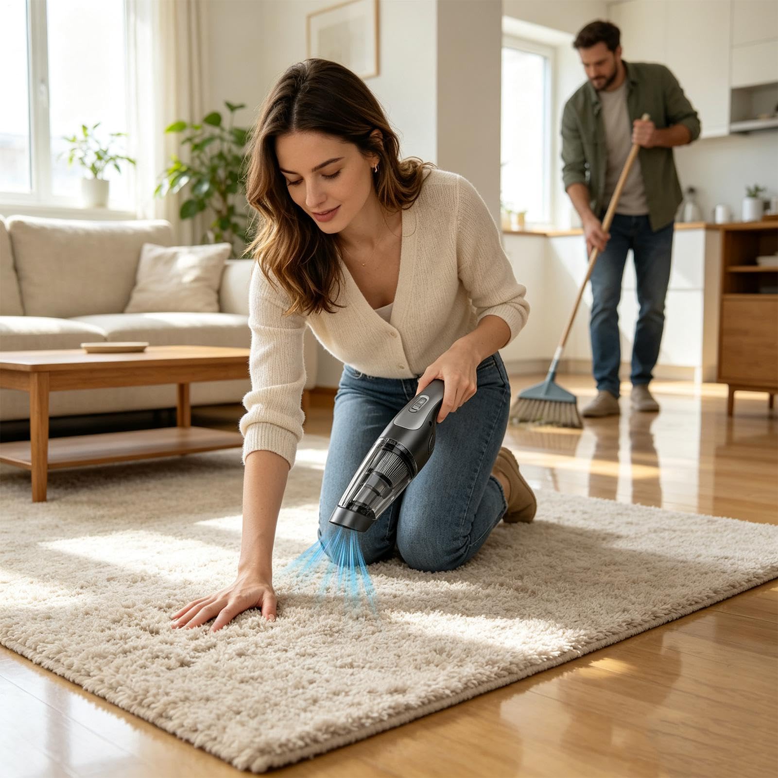 Genérico Aspiradora De Mano Soplador De Mano Ligero Potente 9000Pa | Aspiradora Coche Alta Potencia Para Pelo Mascotas Escaleras Sofá Cama Muebles Cocina Dormitorio Alfombra Auto Garaje Oficina