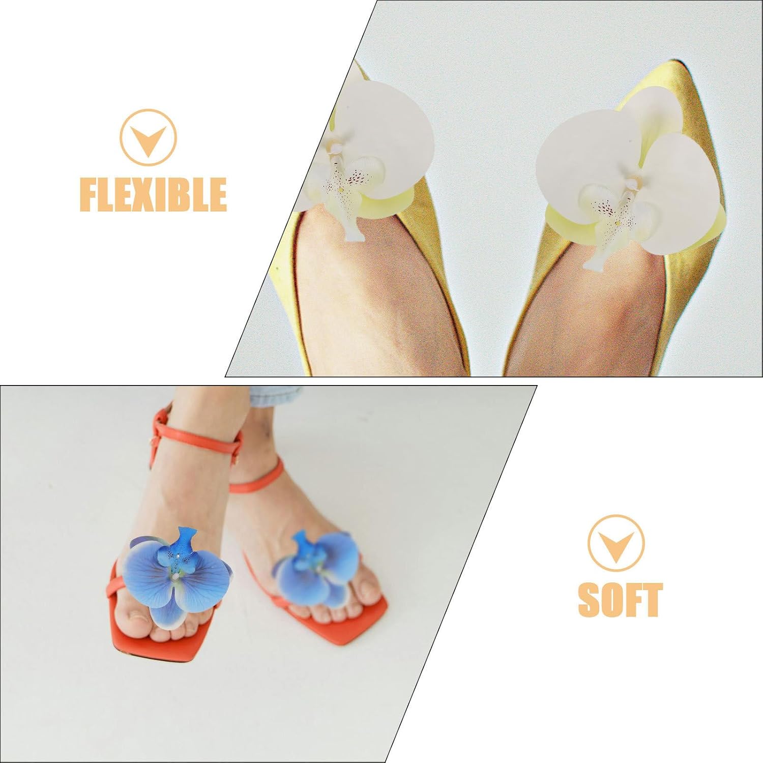 3 Pairs Orchid Flower Shoe Clips for Sandals, Plastic image 3